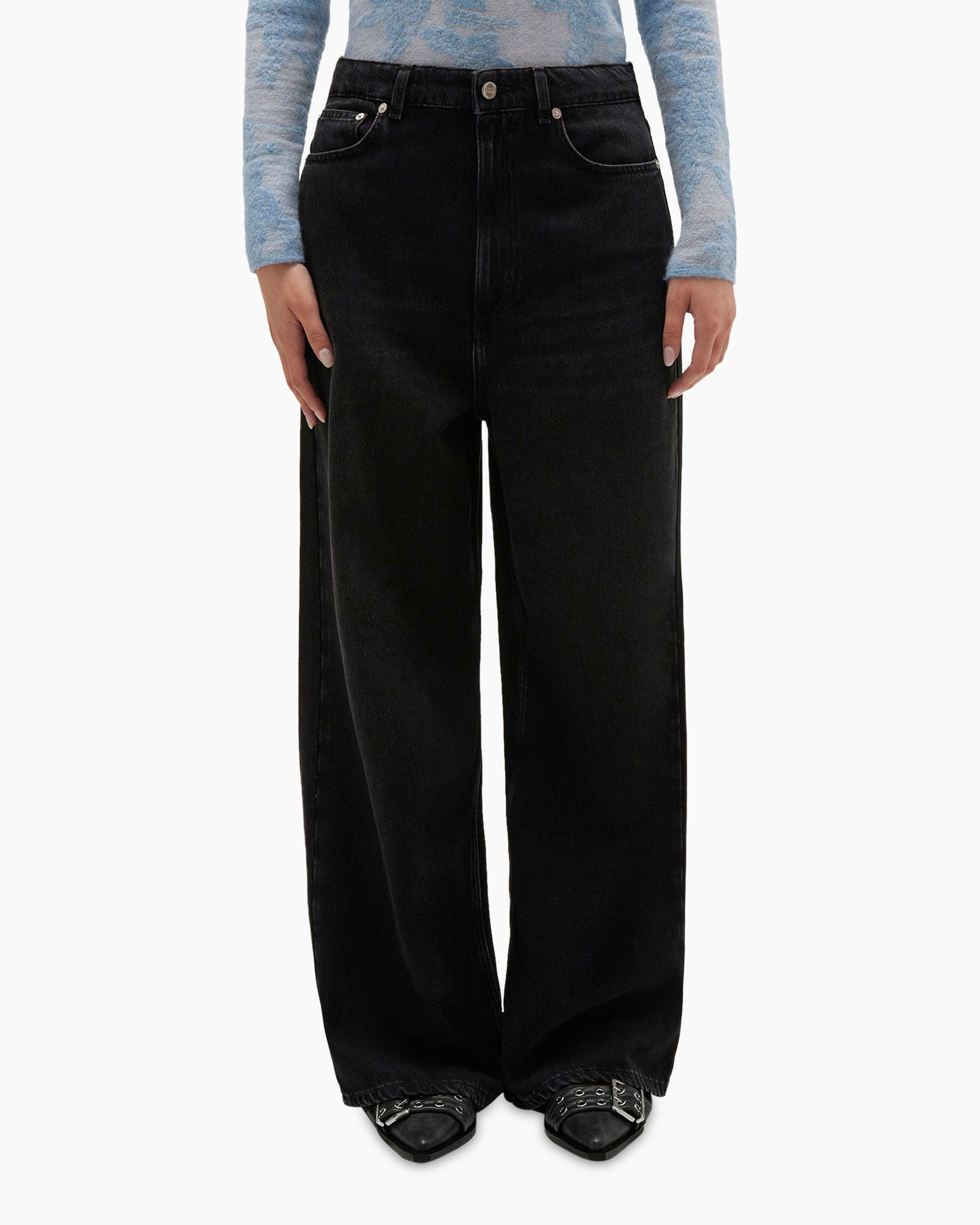 Jeans Soft Rigid Denim Baggy Zwart