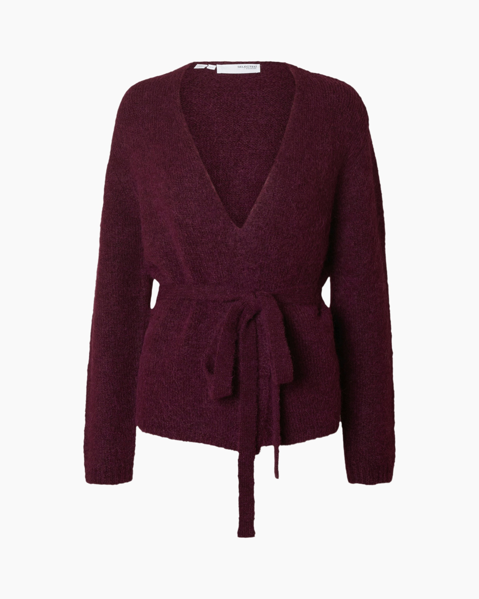 Vest Gabella Ls Knit Belt Cardigan Aubergine