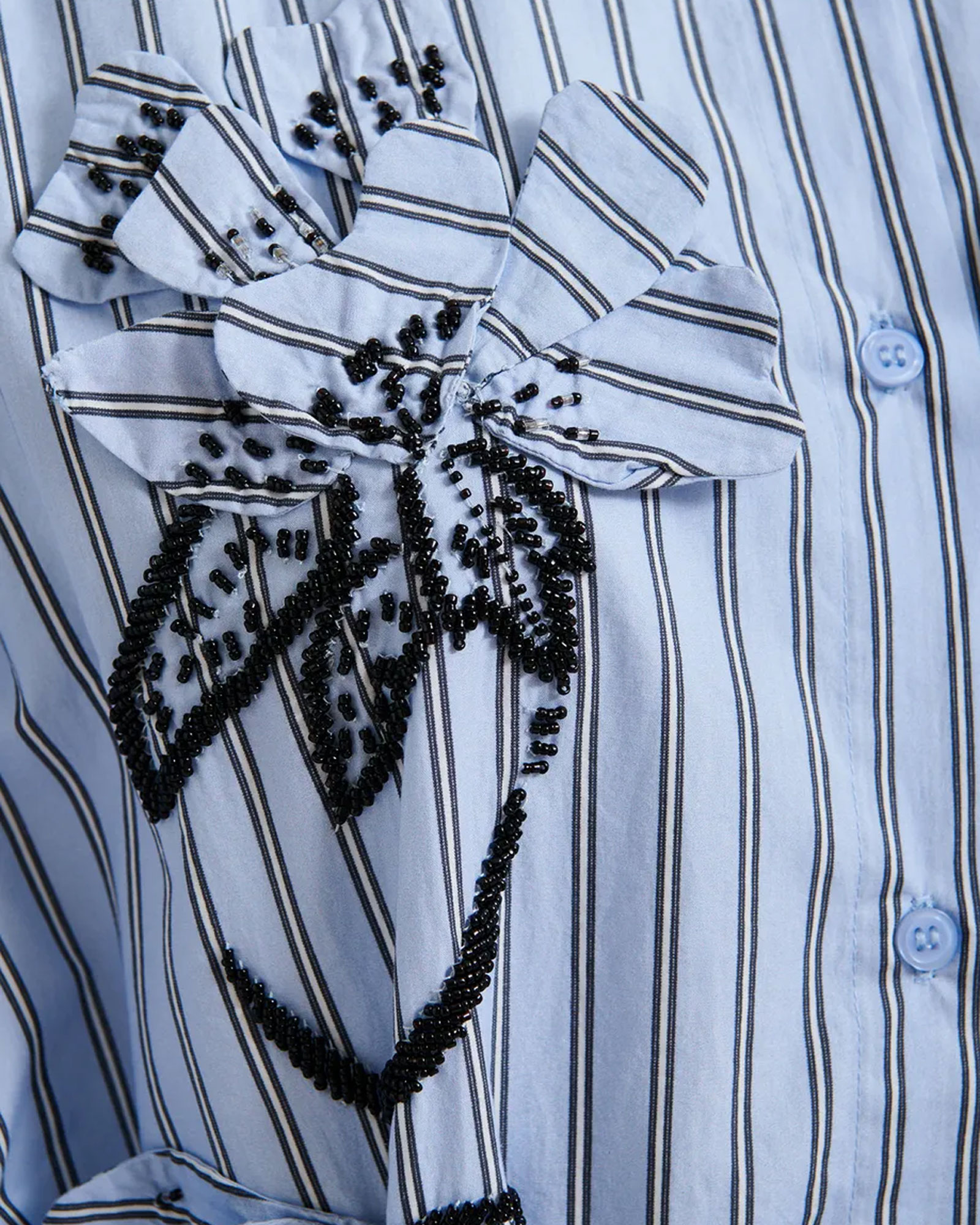 hemd, gestreept, blauw, blouse, borduurwerk
