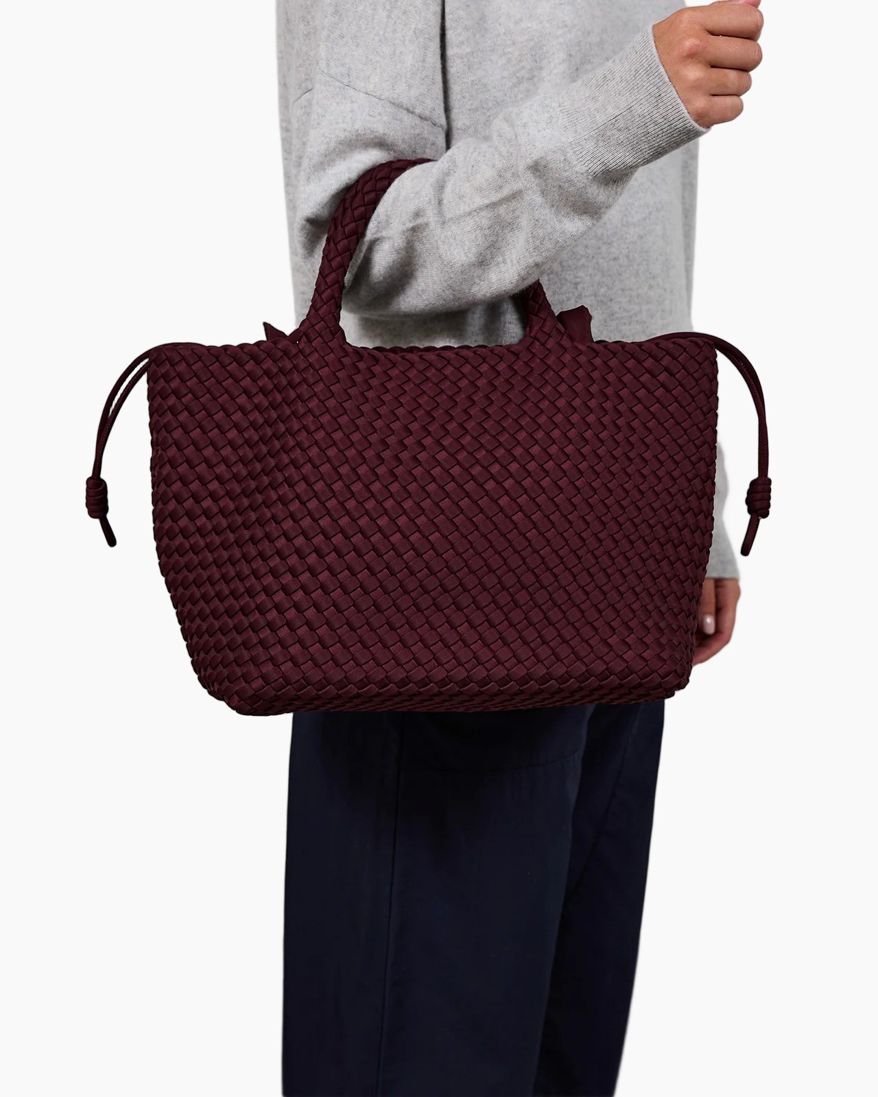tassen, geweven, burgundy, hoes, tote