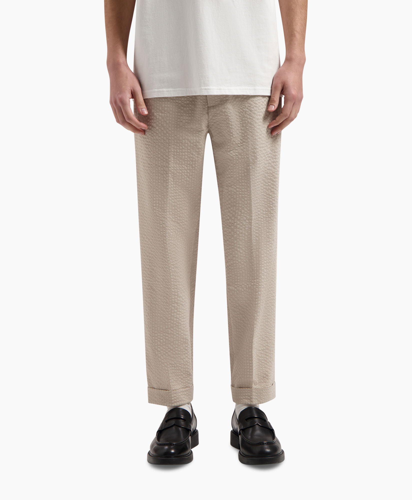 Pantalon Seersucker Slim Beige