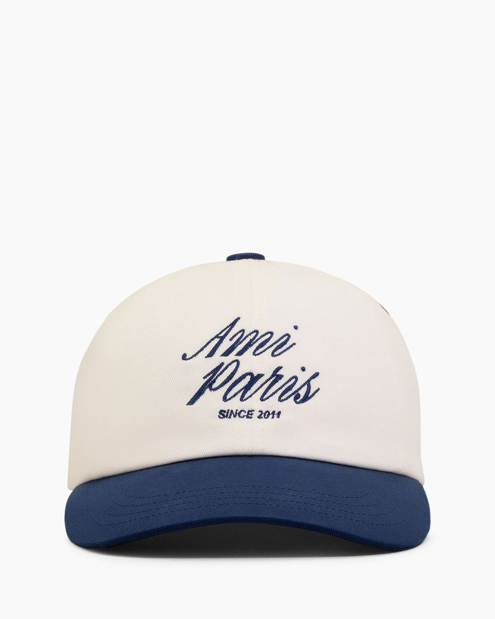 baseball cap, two-tone, embroidery, white, navy blue
