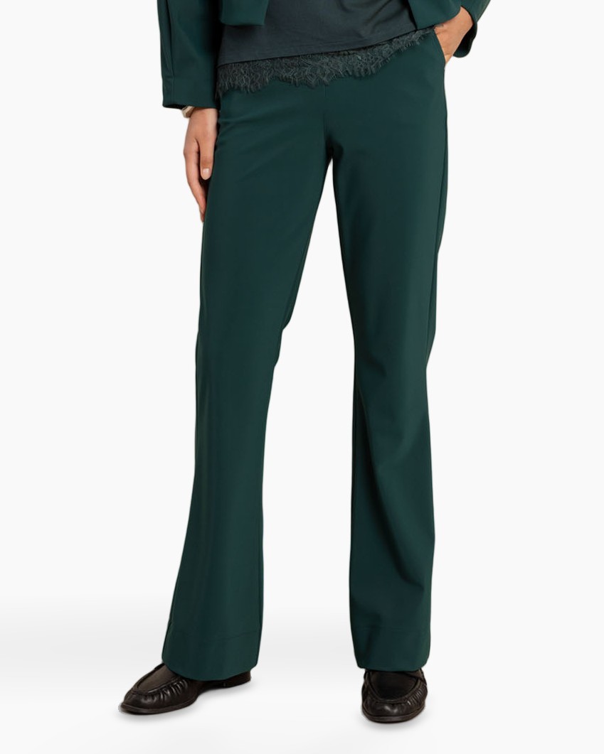 broek, pantalon, groen, recht model, losvallend