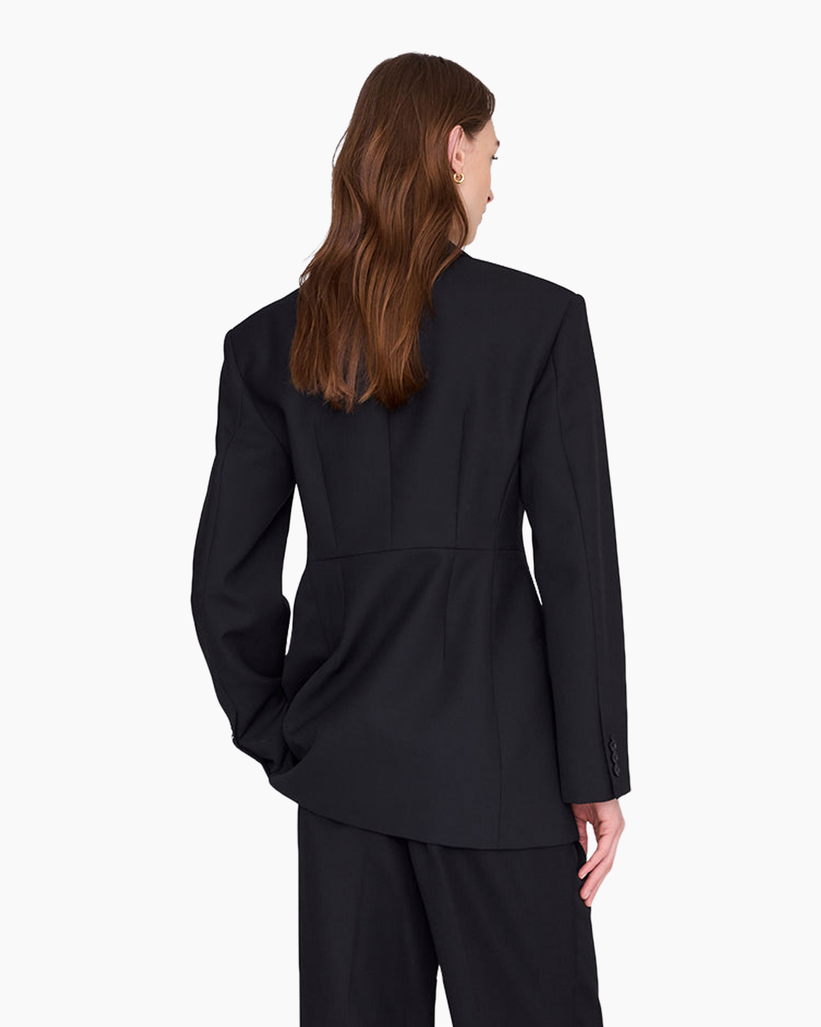 blazer, jasjashemd, lange mouw, zicht achterkant, zwart