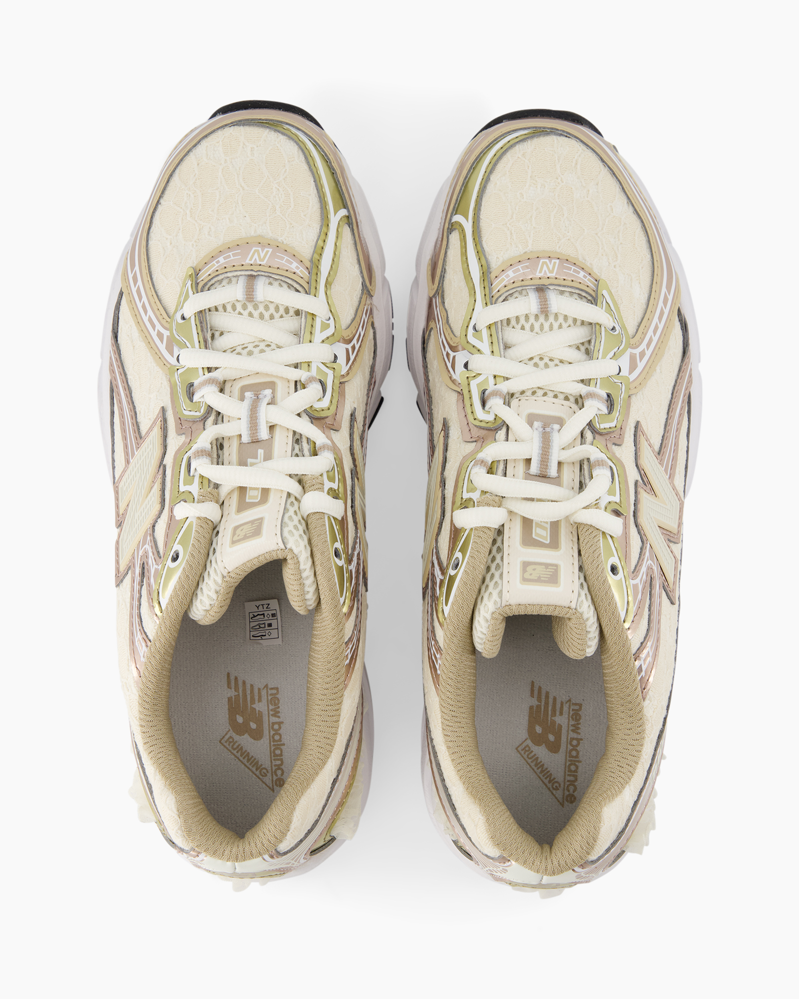 sneakers, sportschoenen, mesh, veter, beige