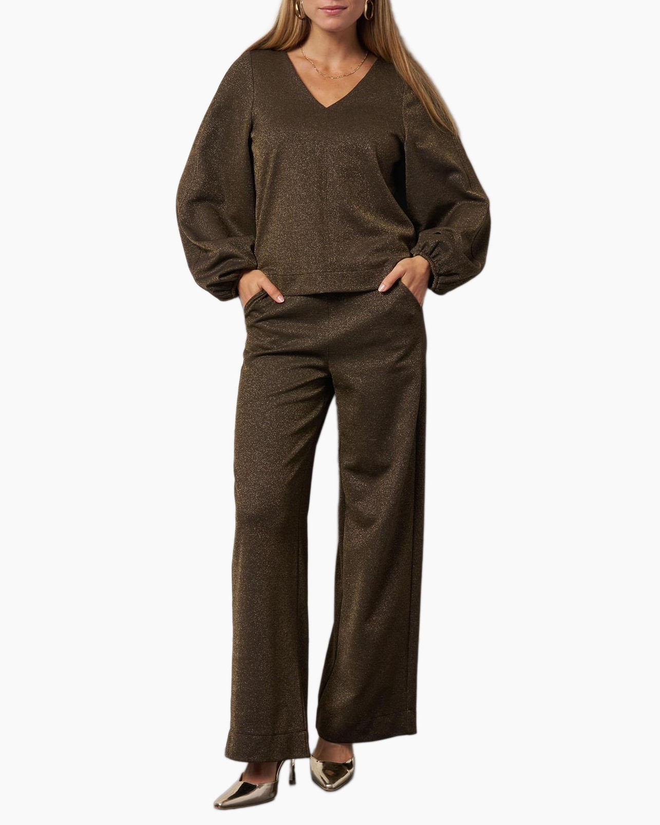 Broek Lexie Sparkle Trousers Goud