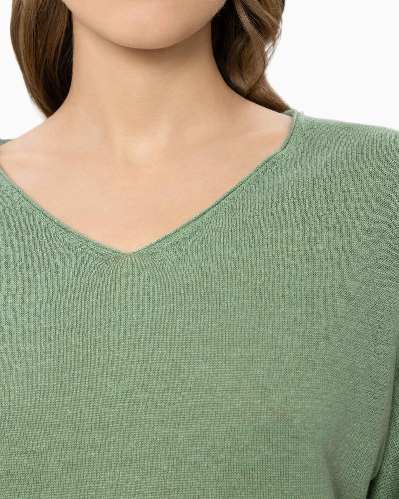 groen, breip, v-hals, trui, top