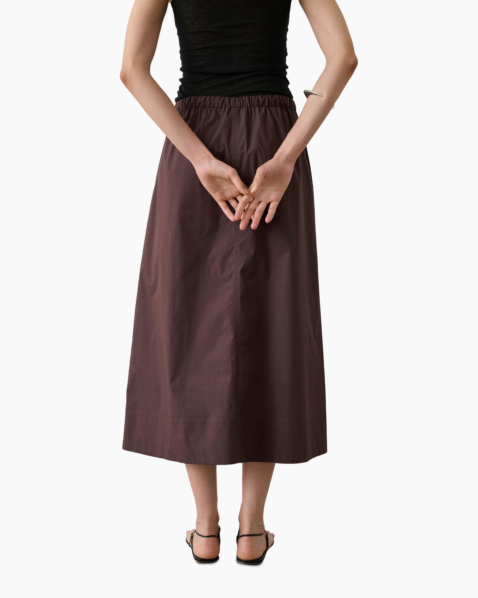 rok, maxi rok, trekkoord taille, bruin, linnenlook