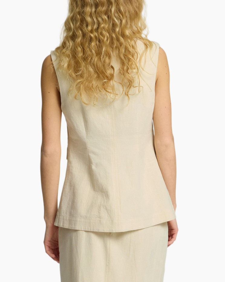 Gilet Iluna Sl Buttoned Pocket Vest B Zand