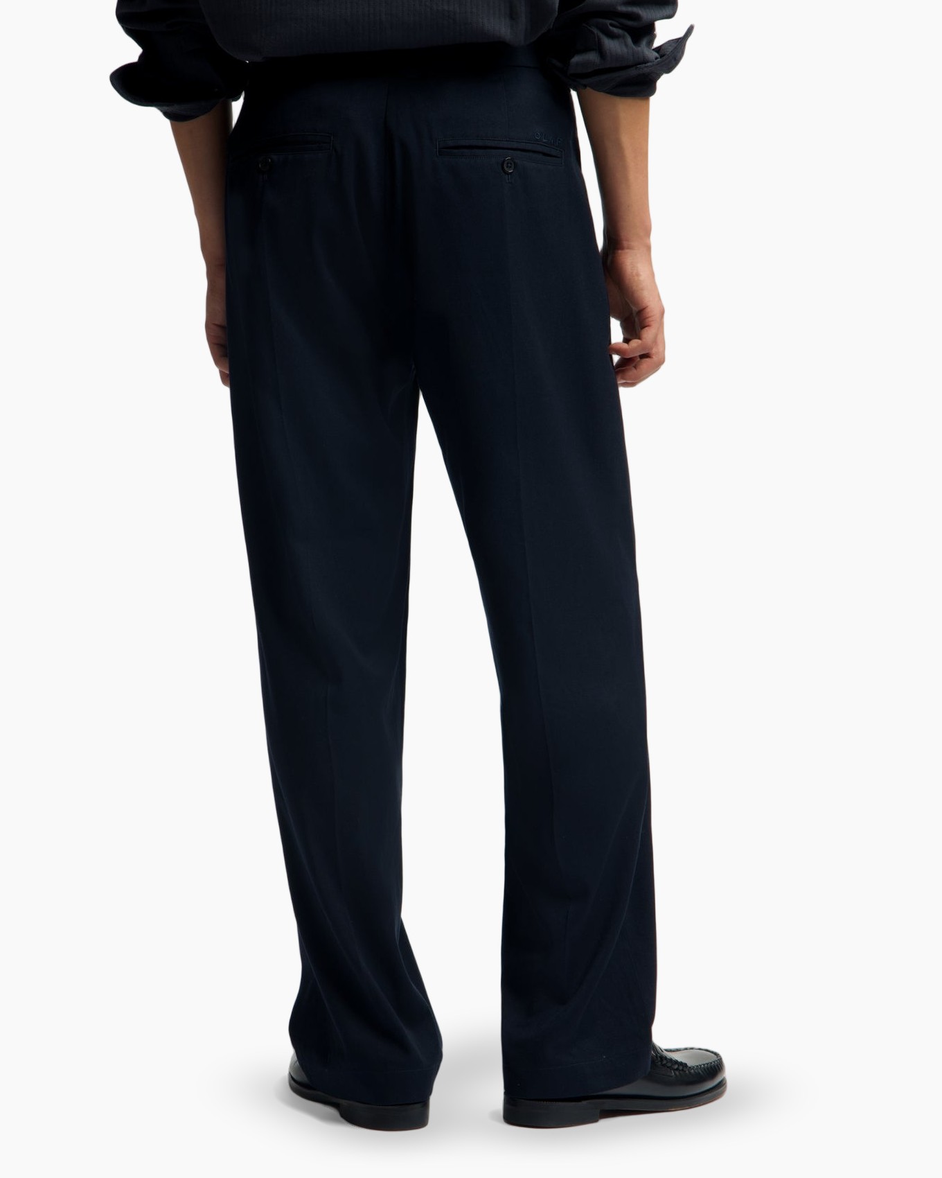 broek, pantalon, blauw, wijd, slacks