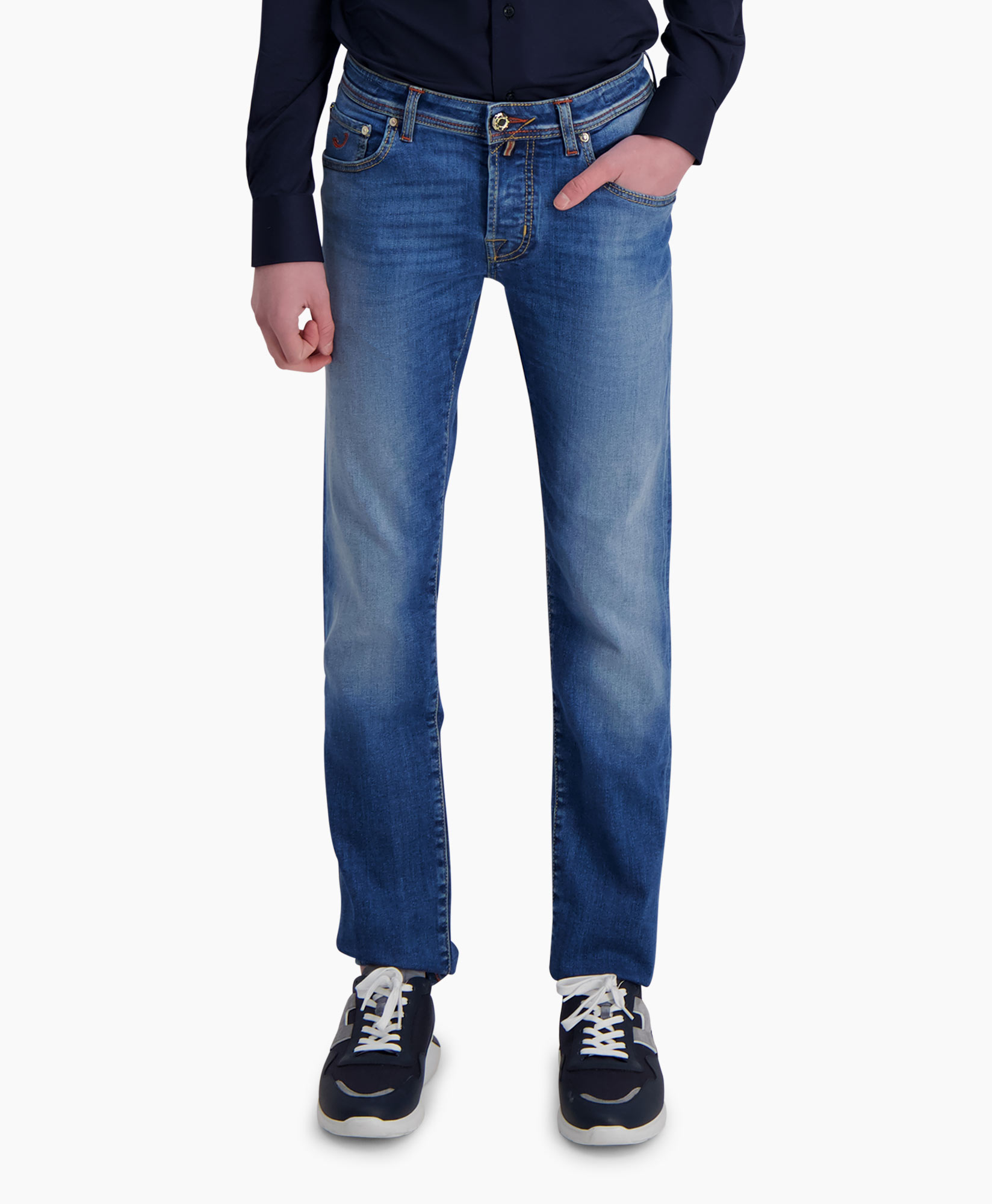 Jeans 5 Pkt Slim Fit Nick Ltd midden blauw