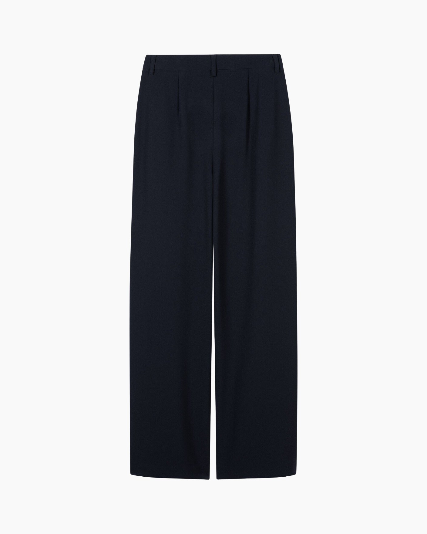 broek, wijdte-gevoerd, marineblauw, broek, plooien