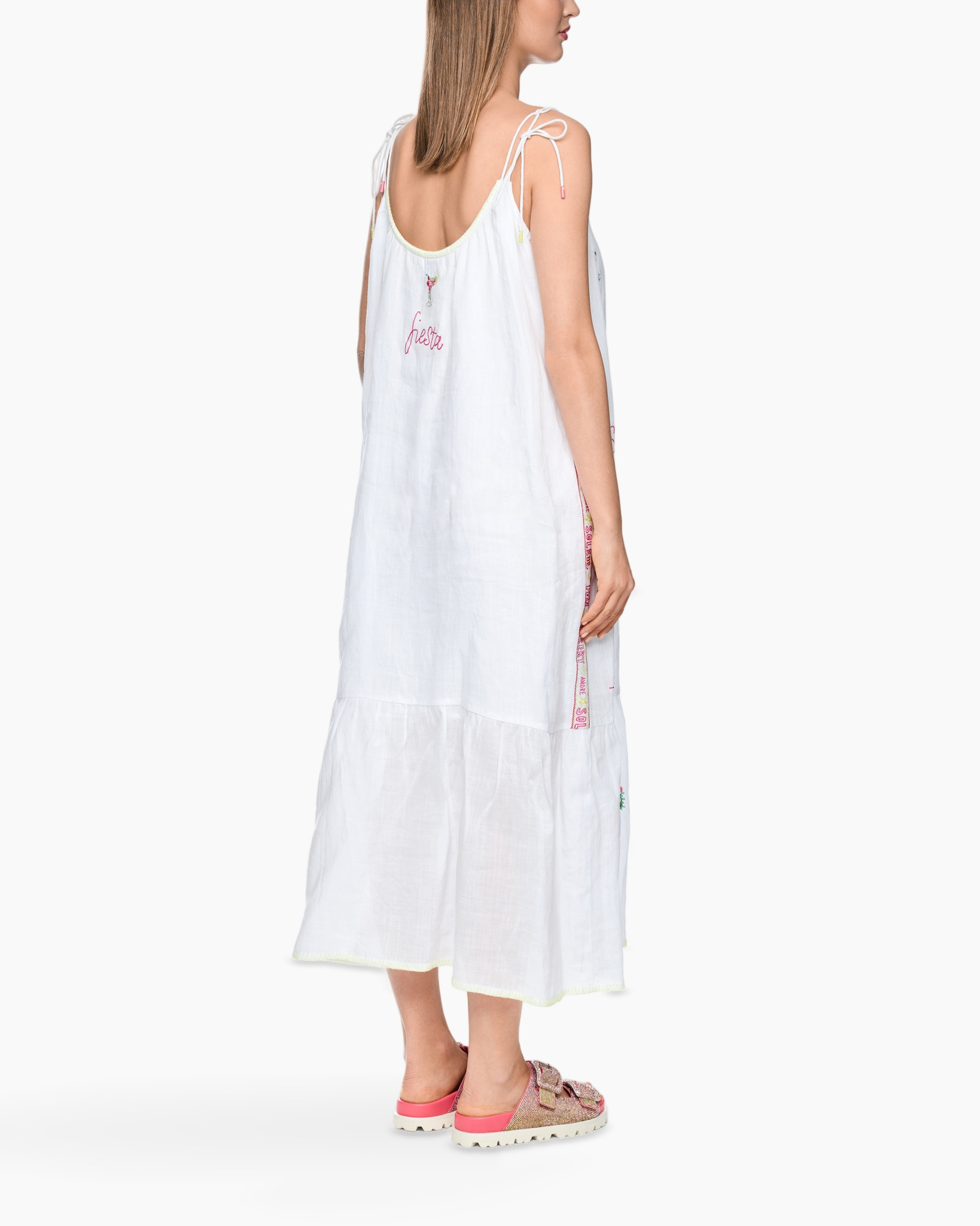 jurk, zomerjurk, linnen, wit, borduursel