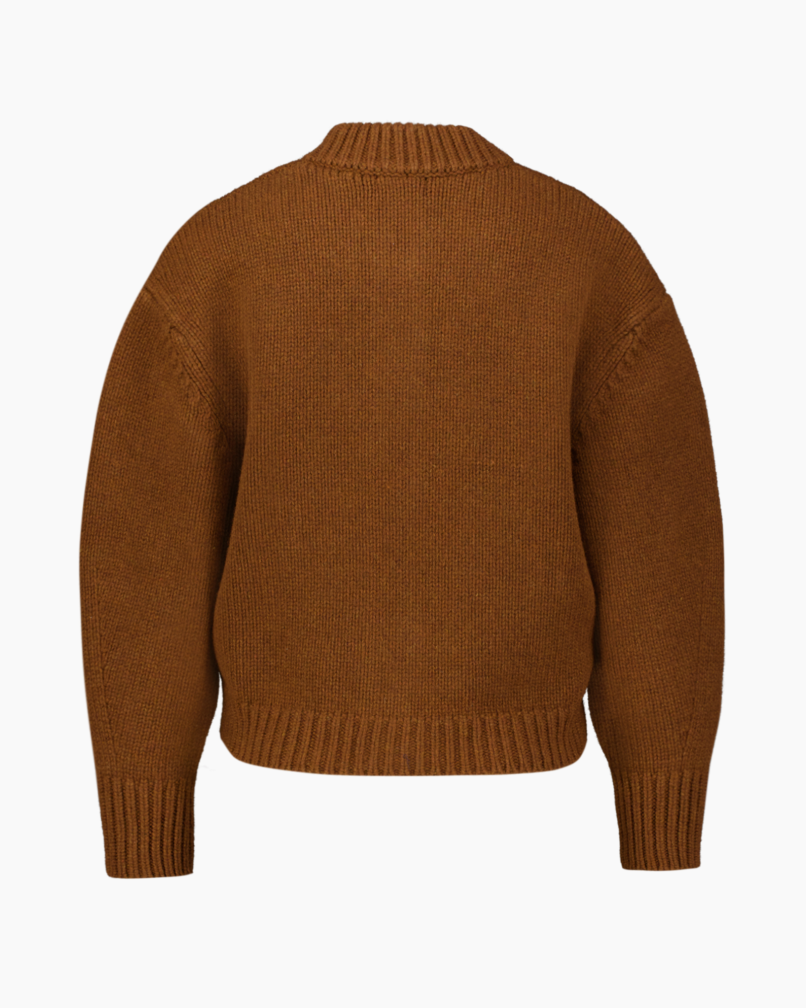 gebreide cardigan, bruine cardigan, knopen cardigan, ribgebreide boorden, kraagloze ronde hals
