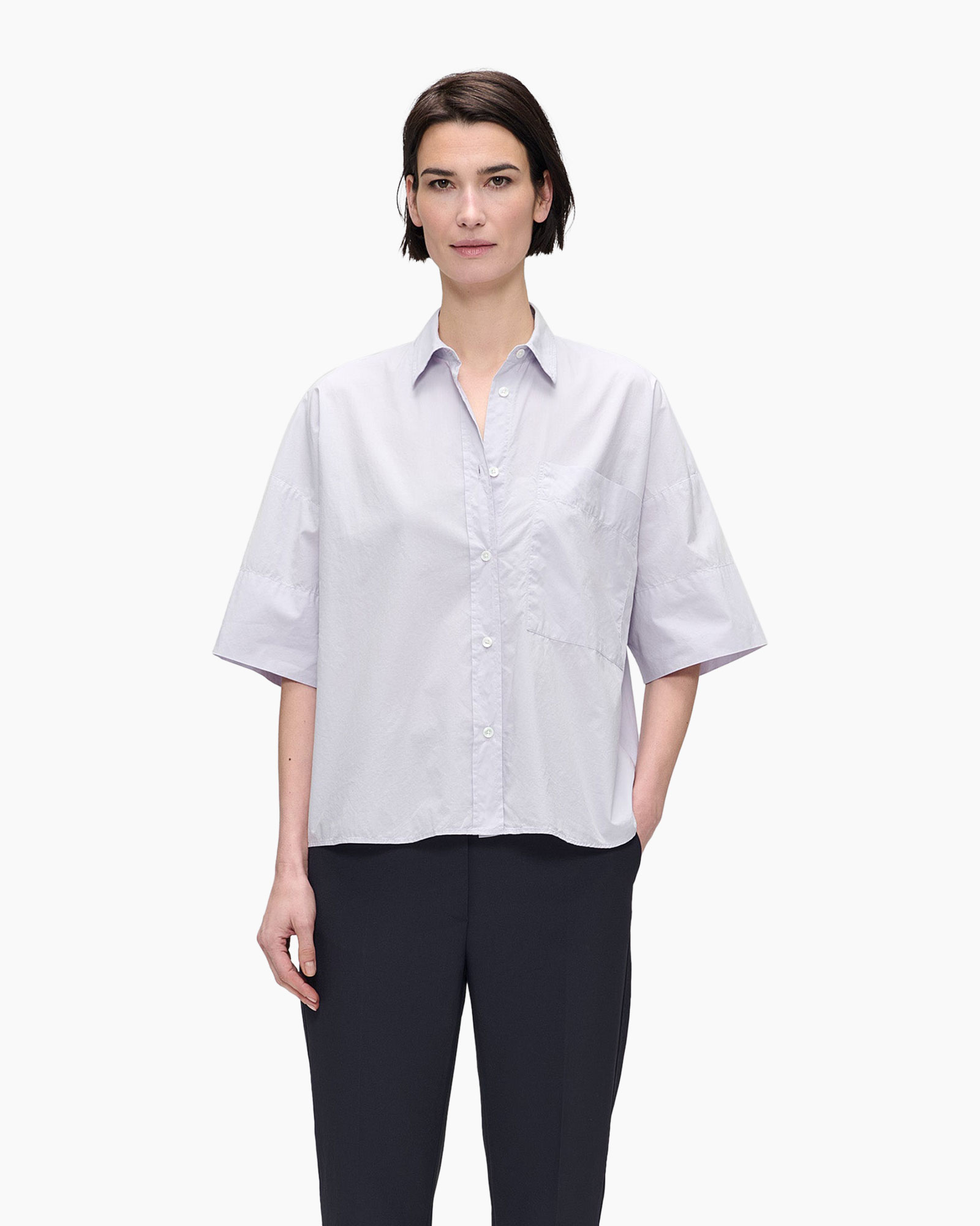 Blouse Paper Cotton Boxy Paars