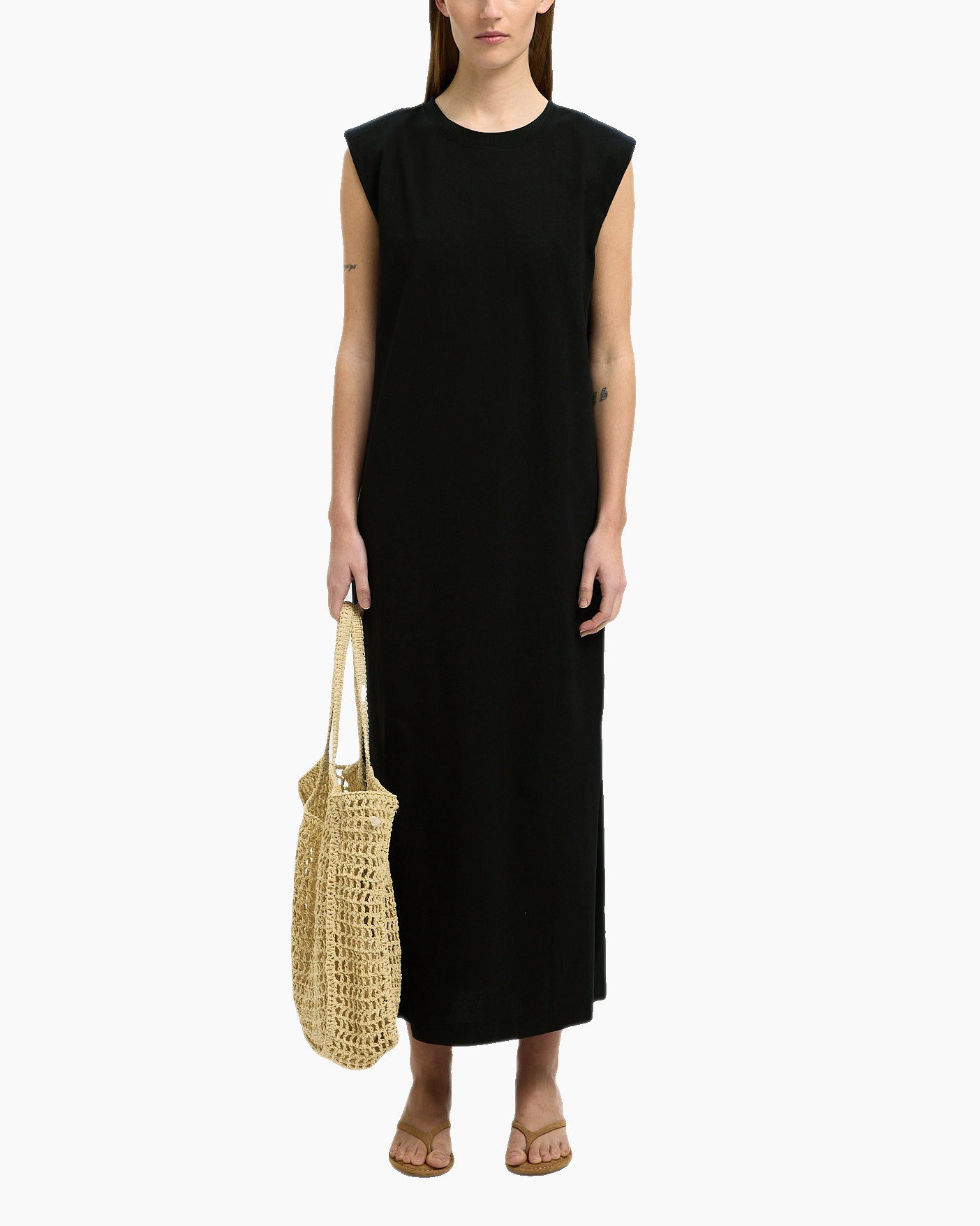 Jurk Halley Sl Shoulderpad Ankle Dres Zwart