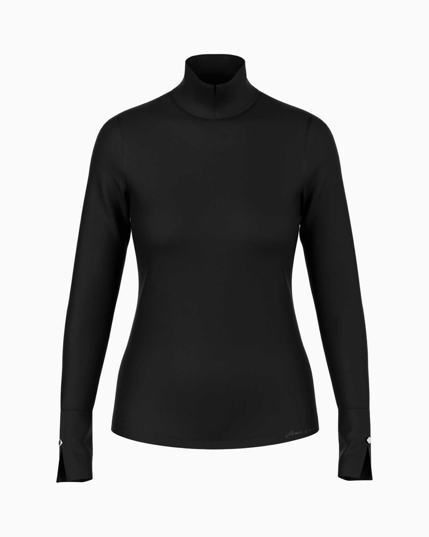 turtleneck, lange mouwen, zwart, slank, top