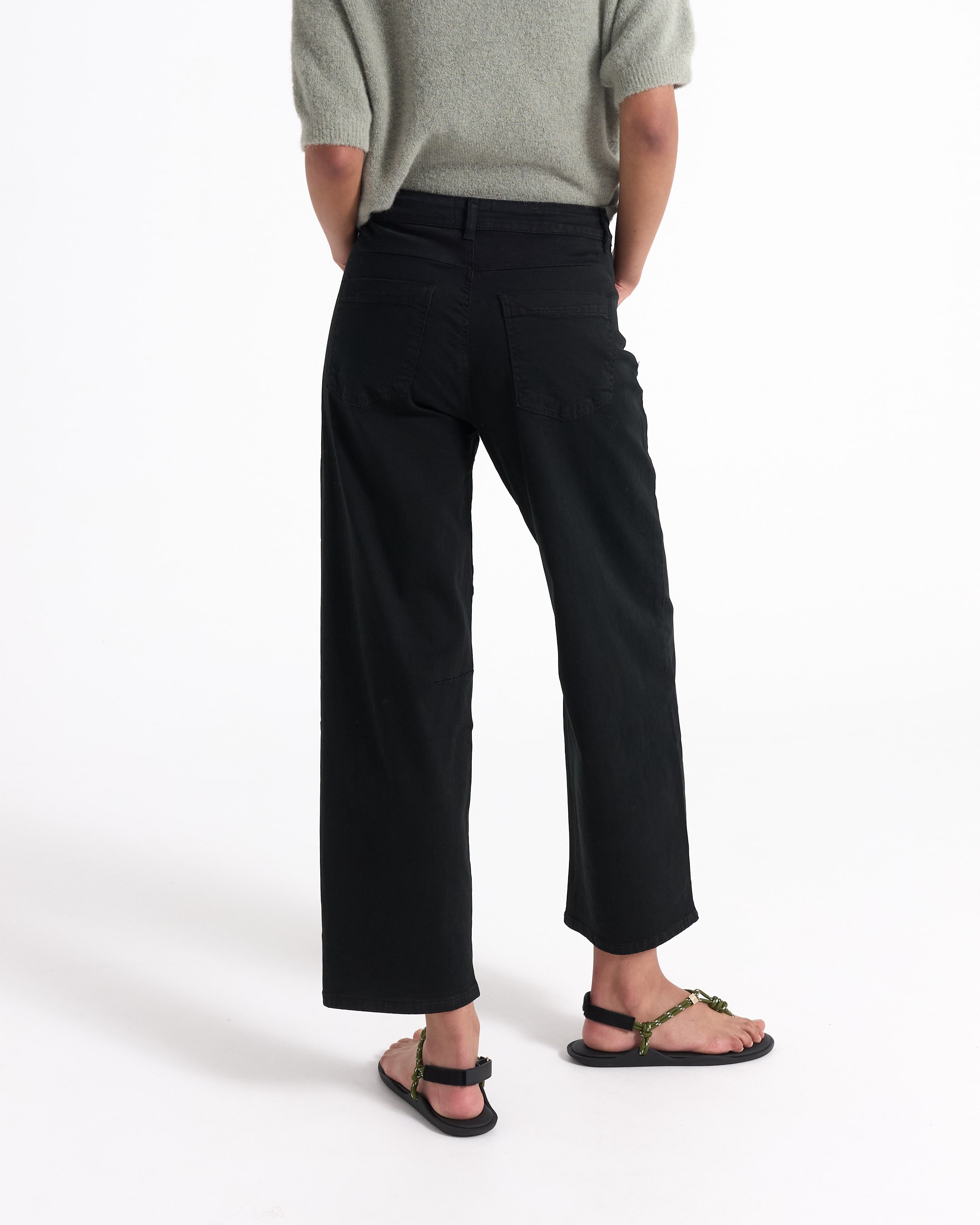 broek, zwart, wijdedelange, casual, zak