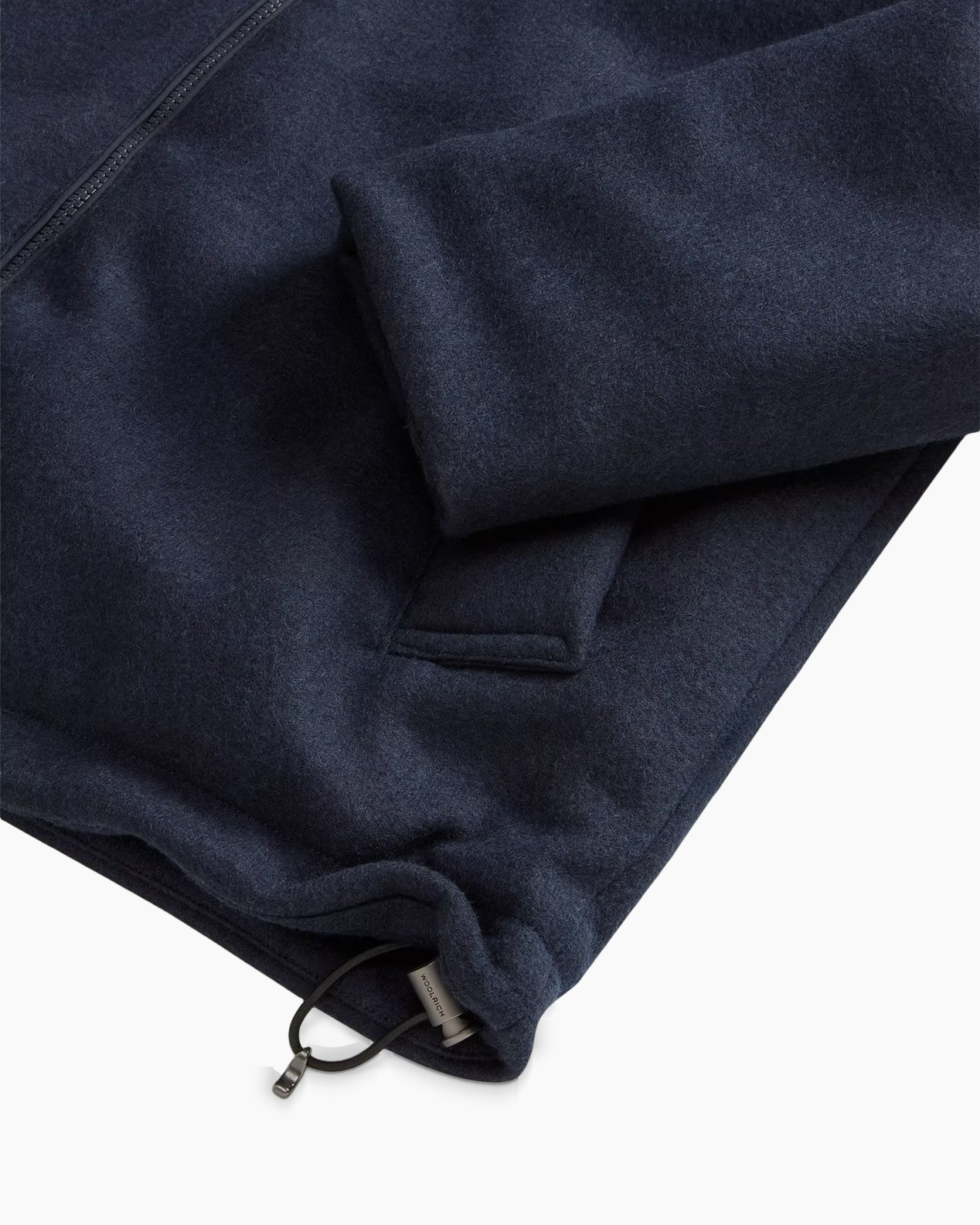 wollen jas, marineblauw, ritssluiting, klepzak