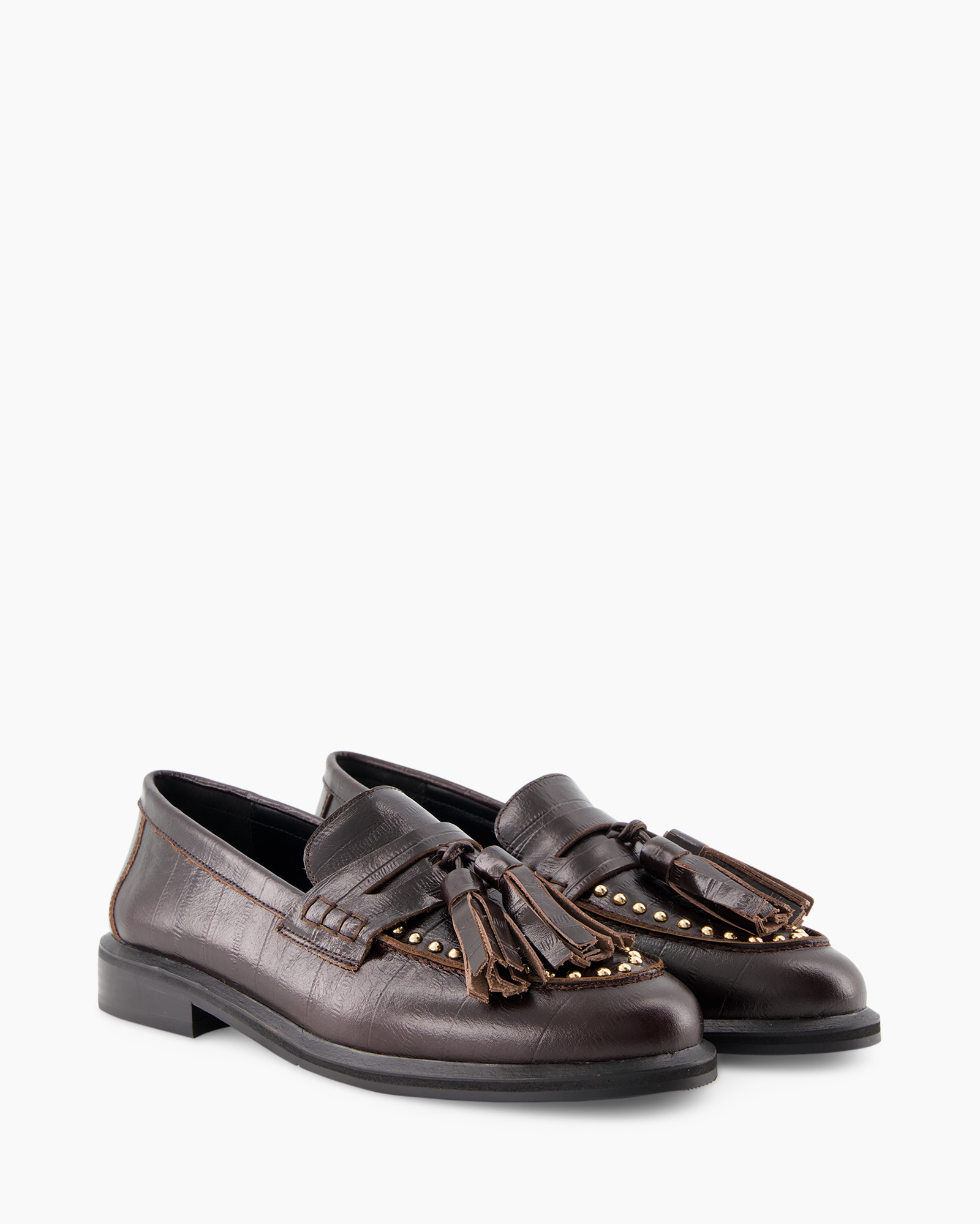loper, schoenen met gesloten wreef, leer, bruin, penny loafer