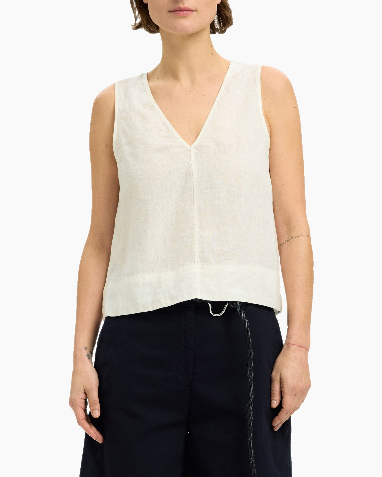 Top Linna Sl Reversible Linen Top B Wit