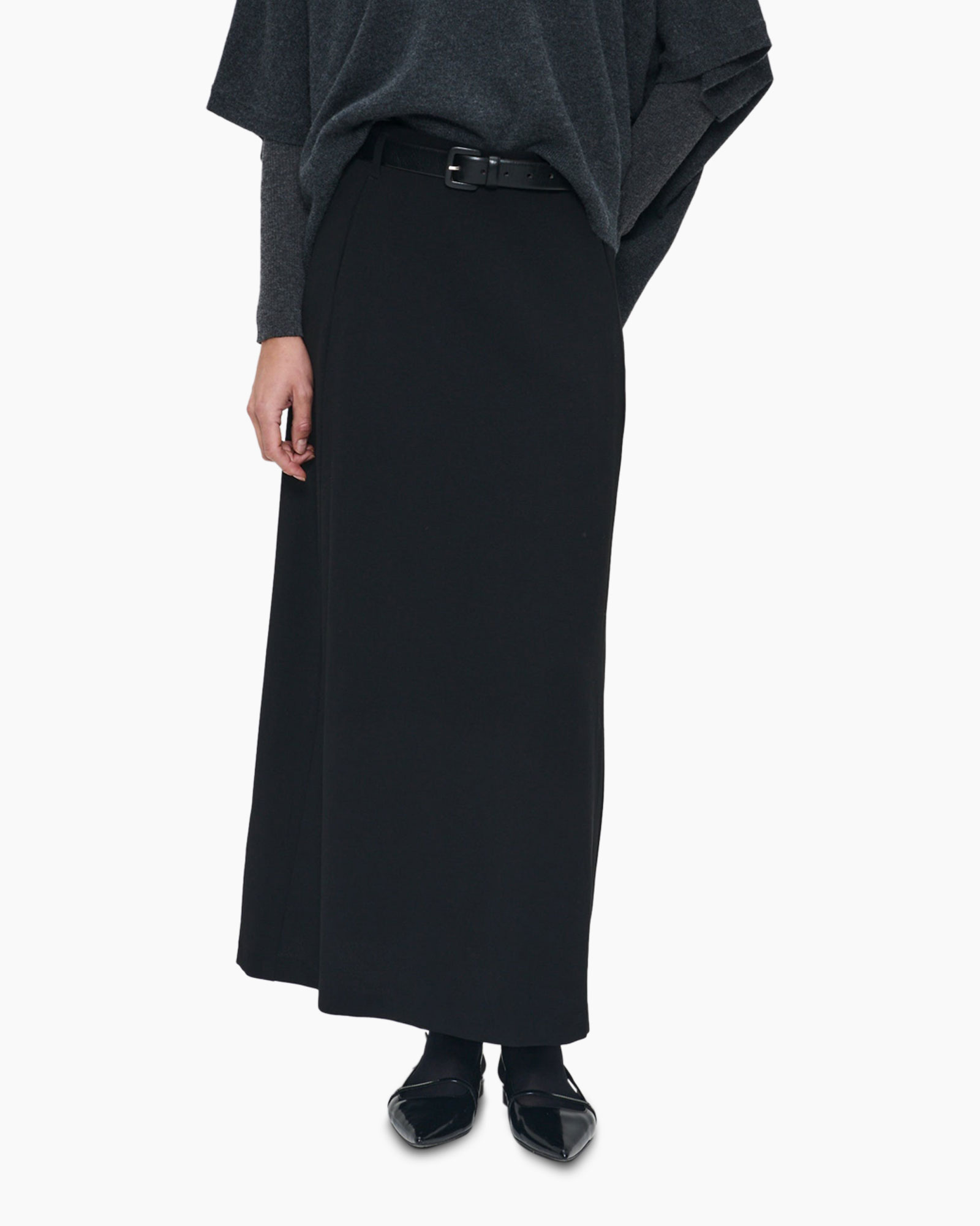 Midi Rok Kozo Crepe Flowy Long Zwart