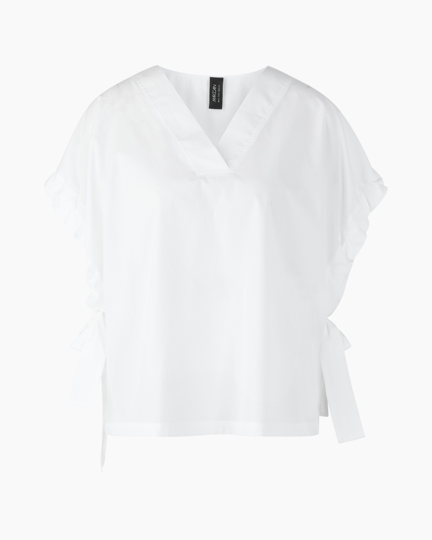 wit, top, blouse, korte mouwen, strikdetails