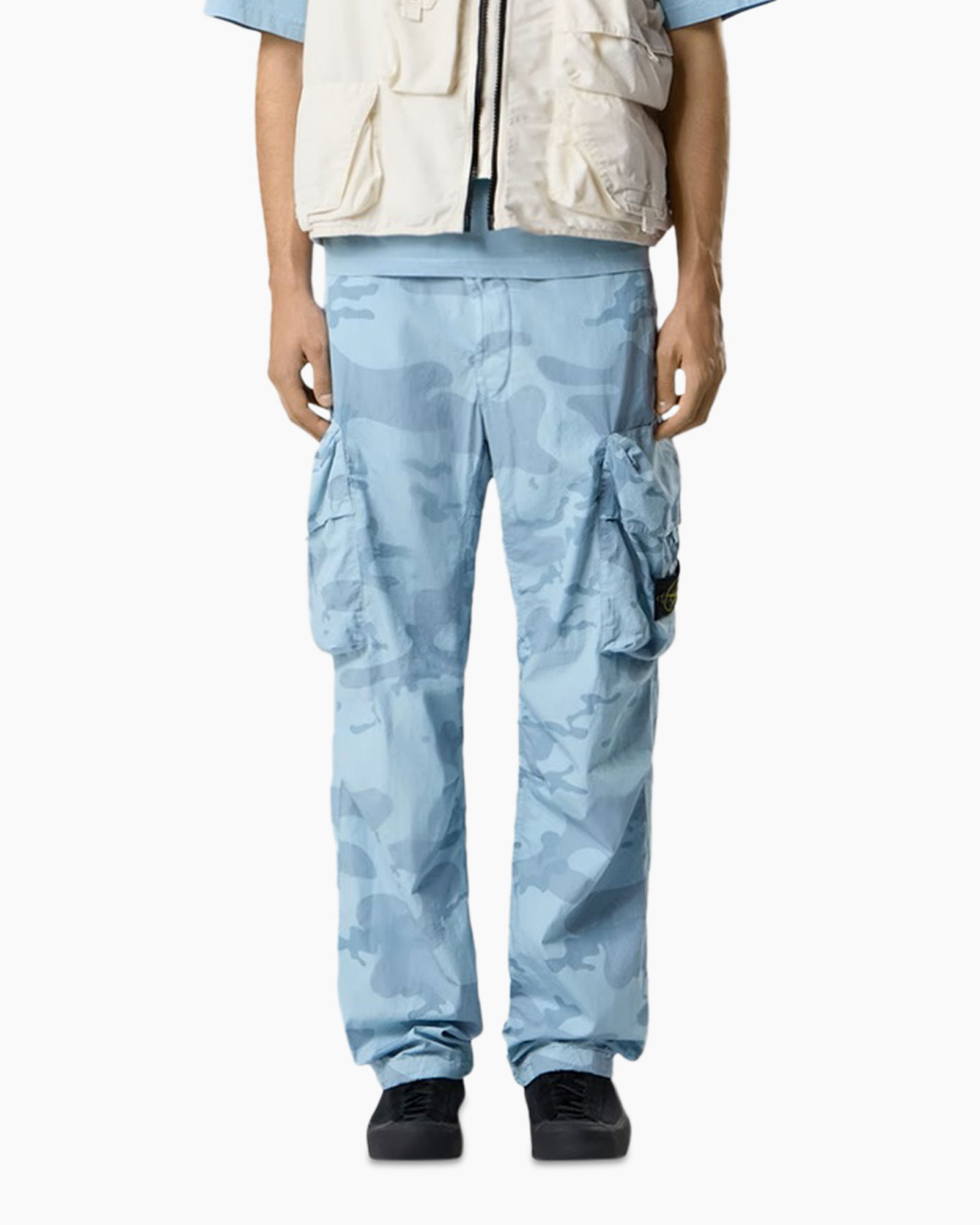 breeches cargo, kleding camouflage, zakken, lichtblauw, broek
