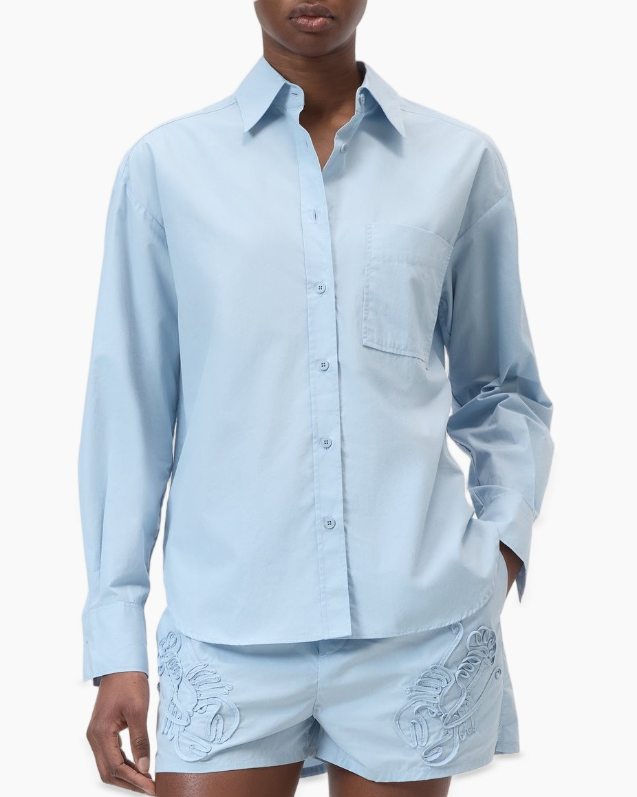 hemd, blouse, lichtblauw, langmouwen, zak