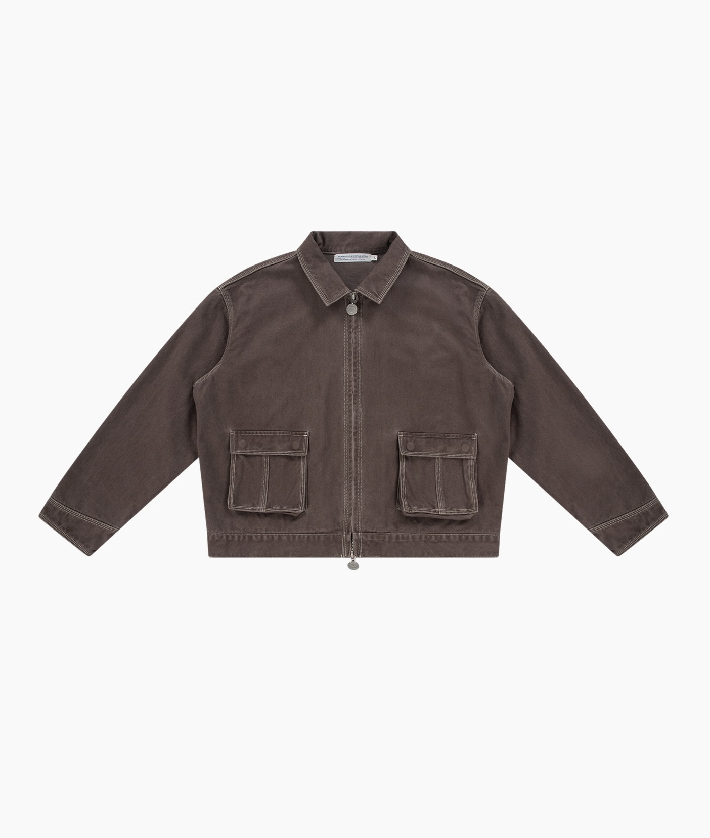 jas, korduroy, bruin, voor-rits, zakken