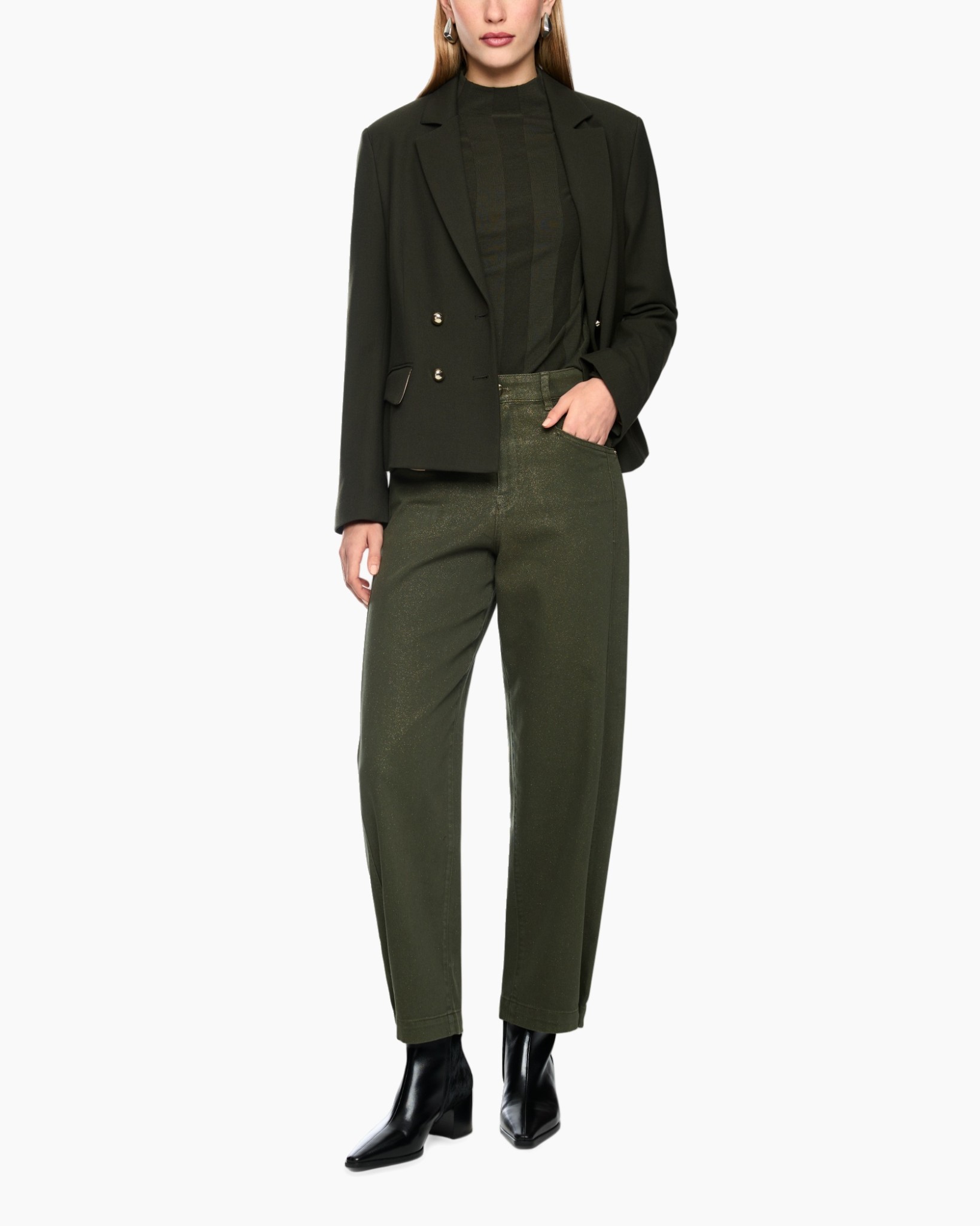 blazer, dubbelreeks, groen, polyester, onduidelijke