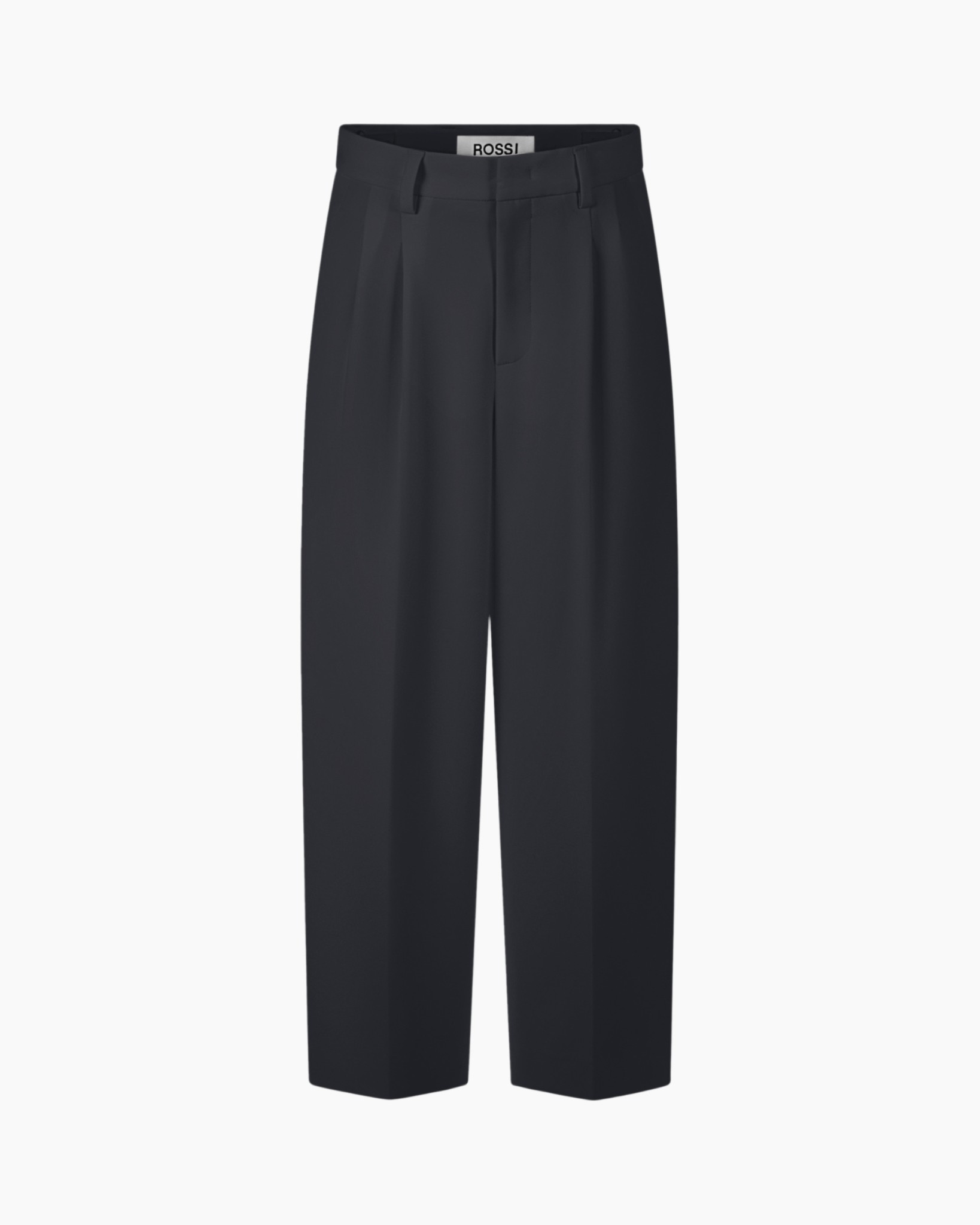 zwarte pantalon, wijde pijpen, hoge taille, coupeplooien, Pantalon pantalon, Zwart, Wijde pijpen, Plooien voor, Riemlussen