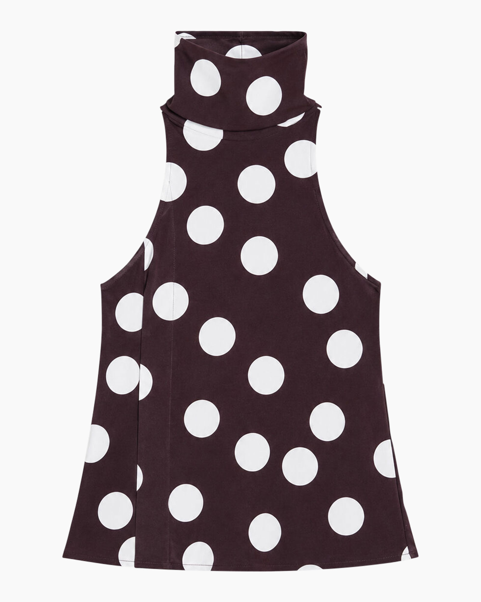 jurk met polka dot, mouwloos jurk, kraag/col, paars, witte stippen