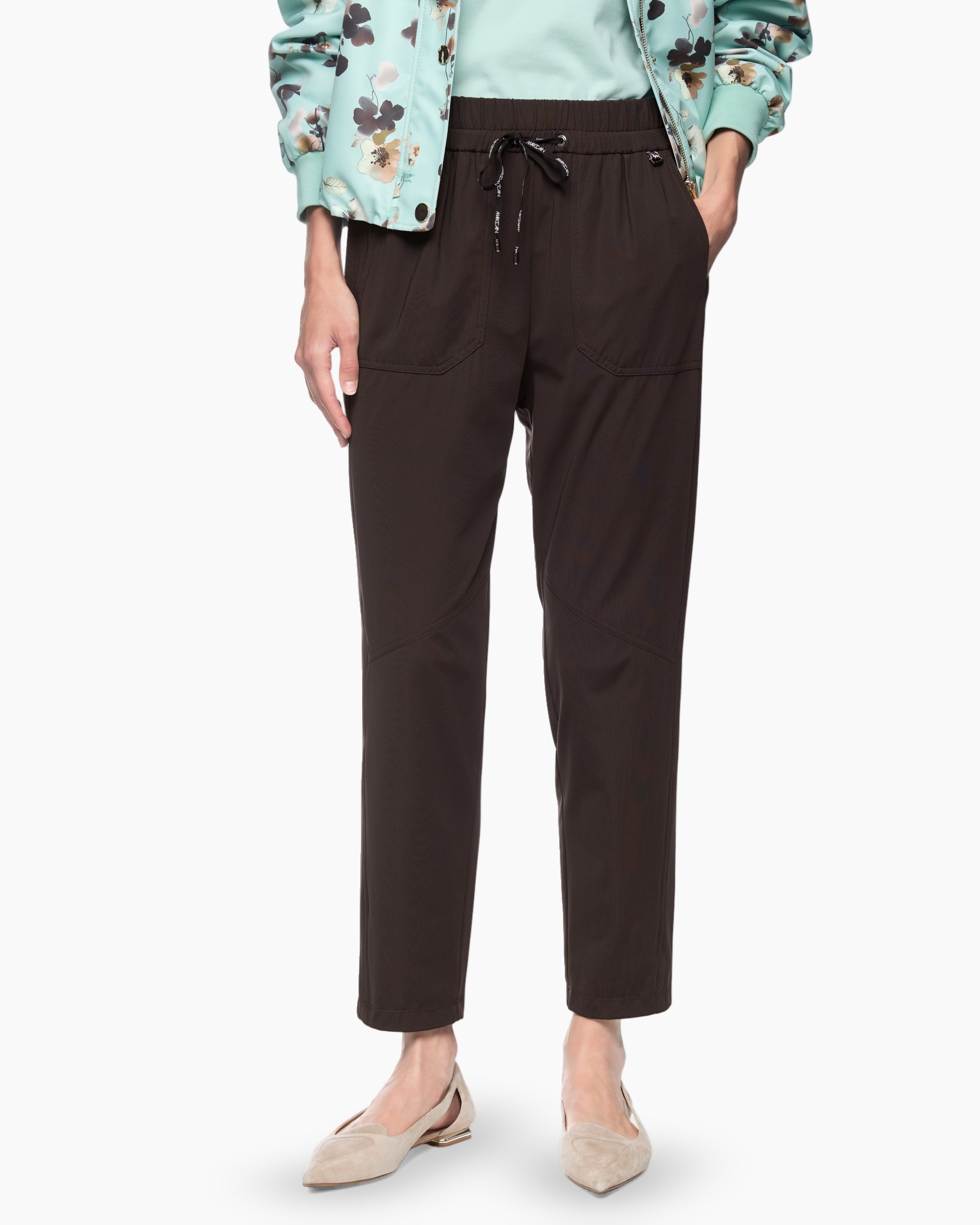 broek, touwsluiting, bruin, casual, zakken