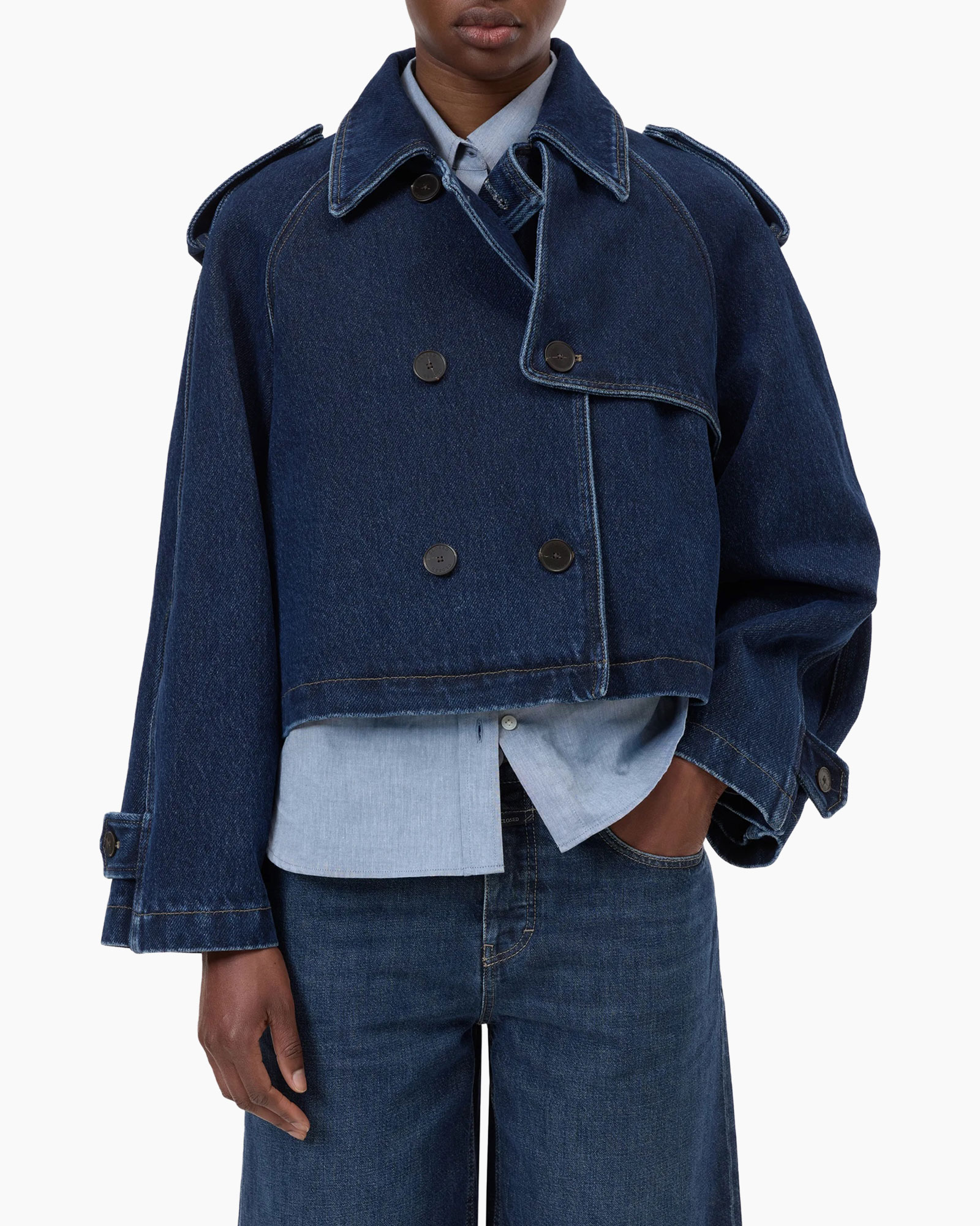 Trenchcoat Cropped Donker Blauw