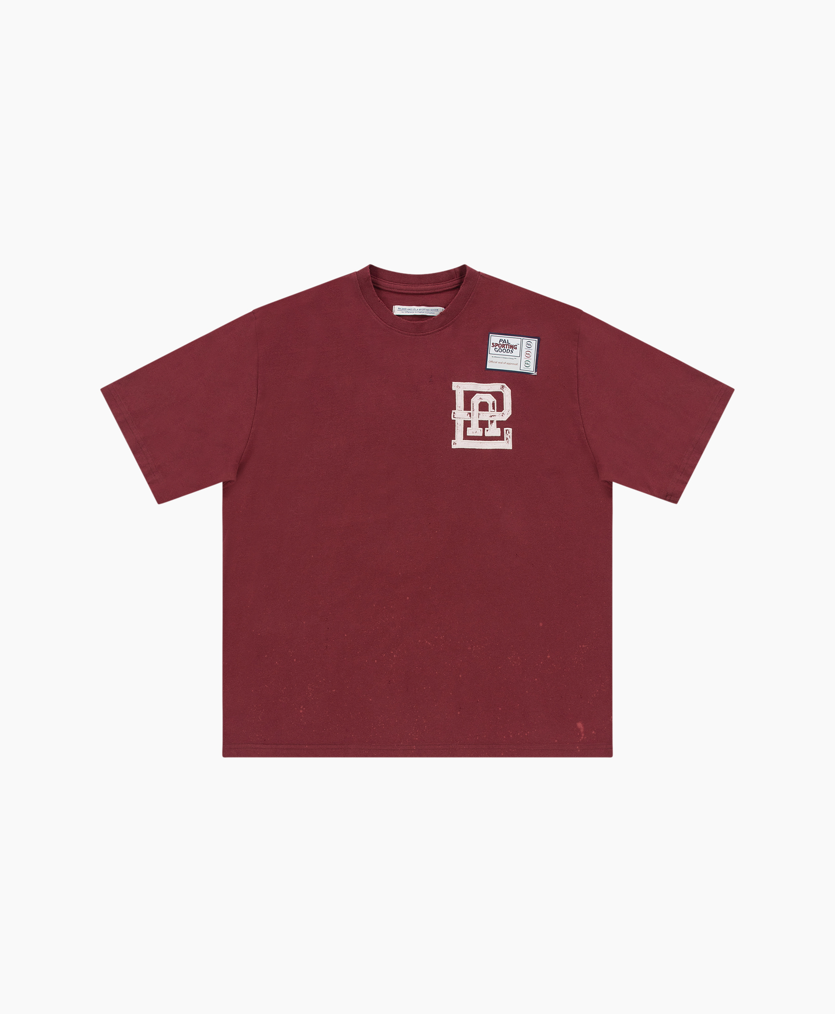 t-shirt, korte mouwen, bordeaux, grafische patch, cruise nek