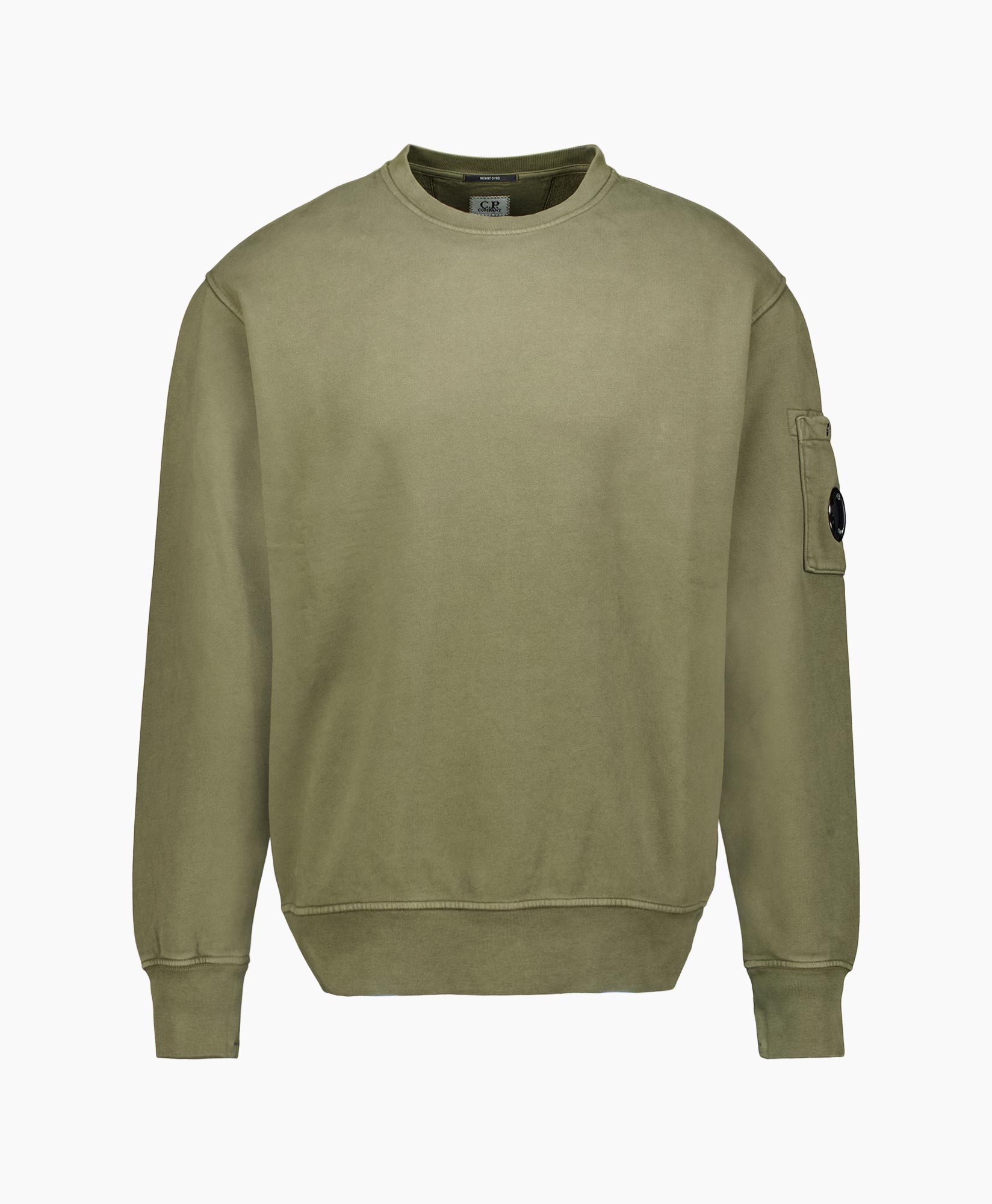 Sweater Diagnal Fleece Crewneck midden groen