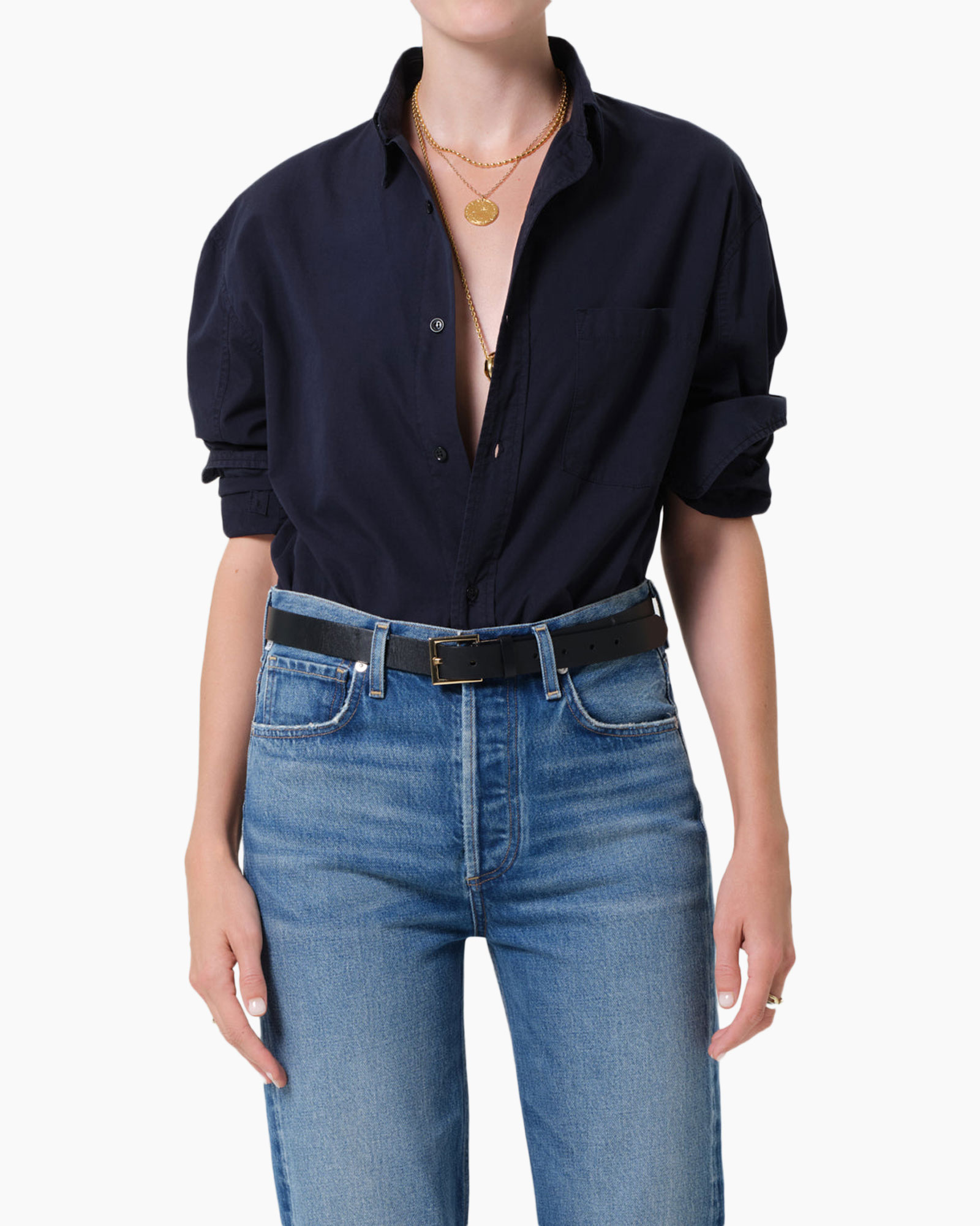 hemd, blauw shirt, button-down, kraag, lange mouwen