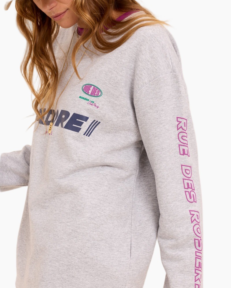 sweatshirt, langer mouw, grijs, grafische print, lettertype tekst