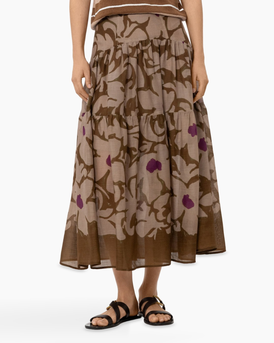 rok, maxi rok, abstracte print, bruine kleur, braided?