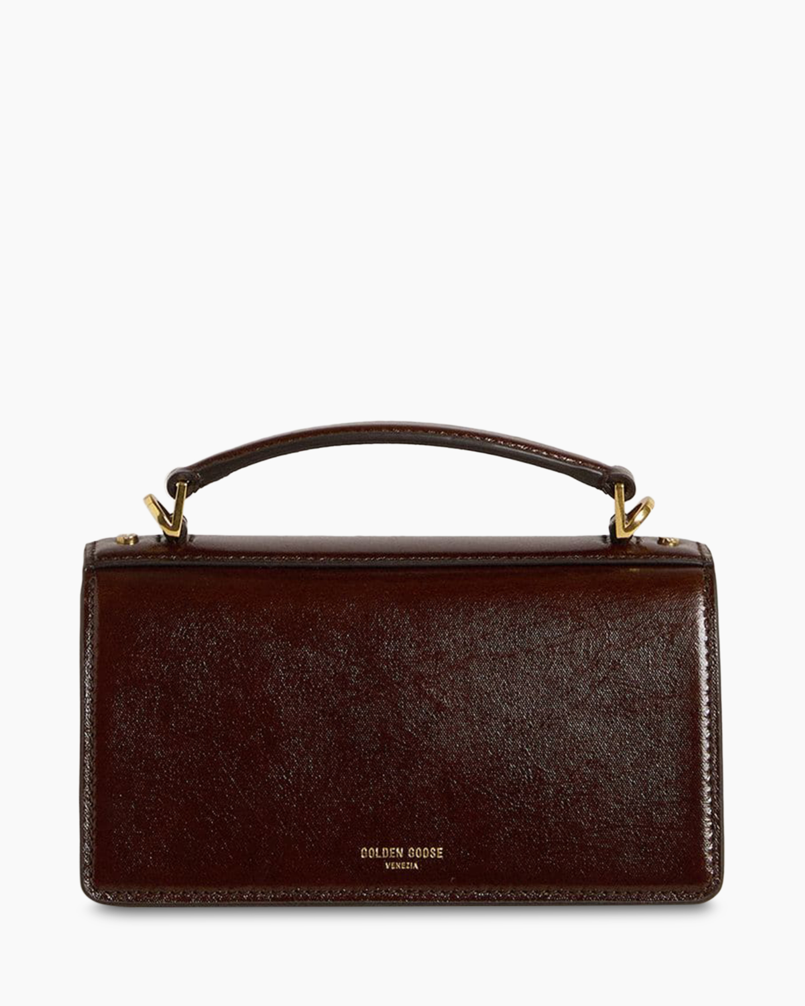 Crossbody Tas Venezia Small Shiny Wavy Leather Bruin