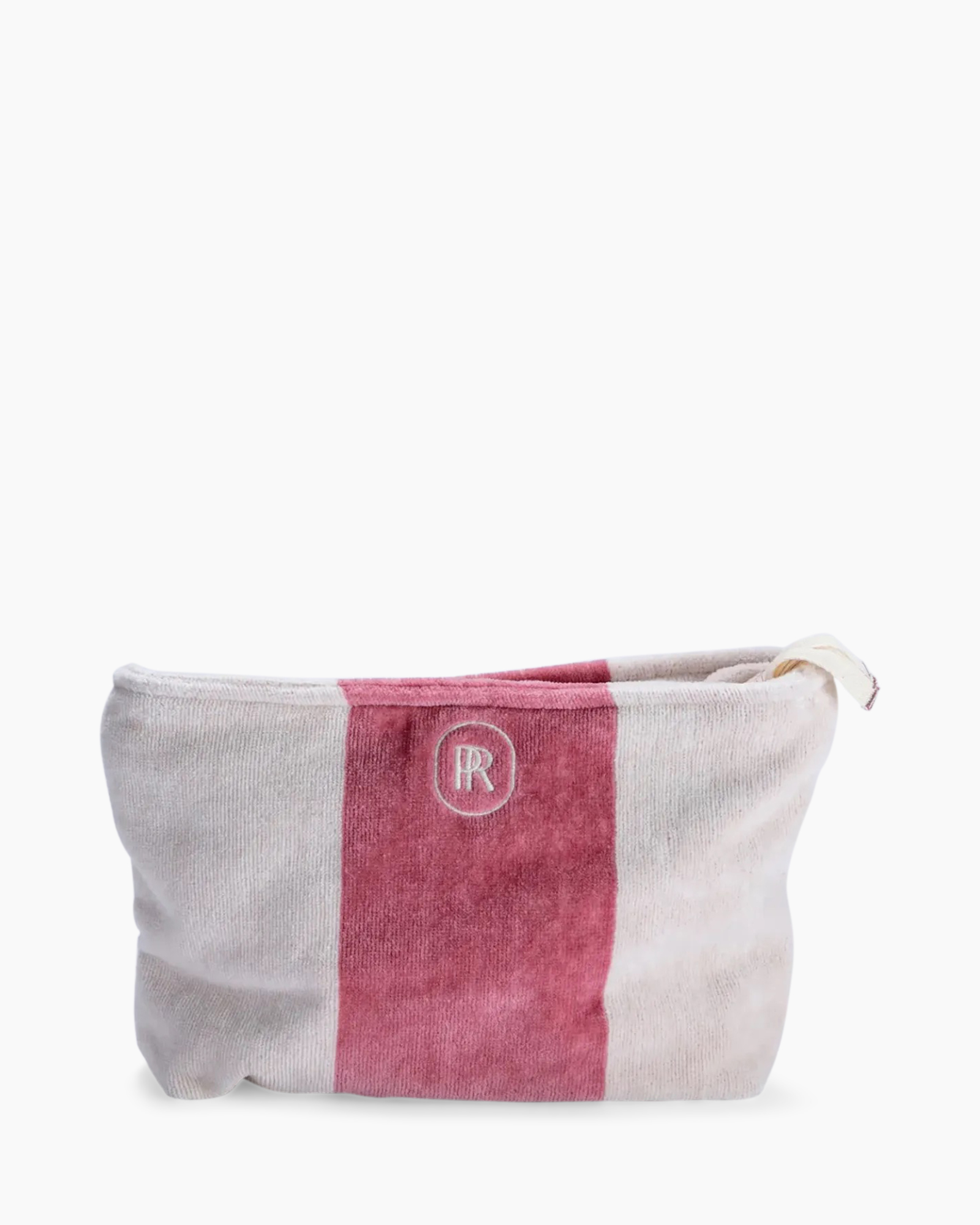 cosmetic bag, pouch, makeup pouch, velvet, striped pink