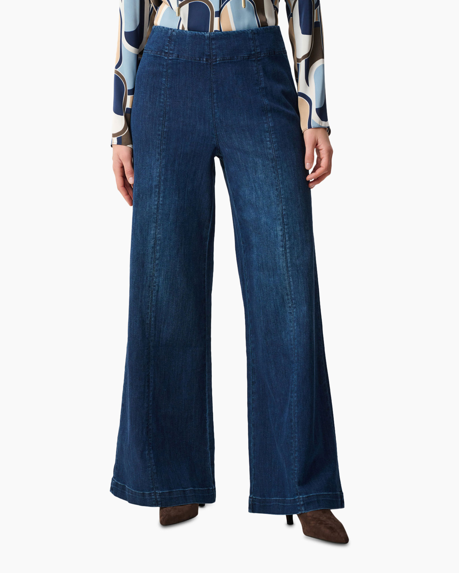 wijdte-pant, denim, broeken, broek, middellijn-blauw
