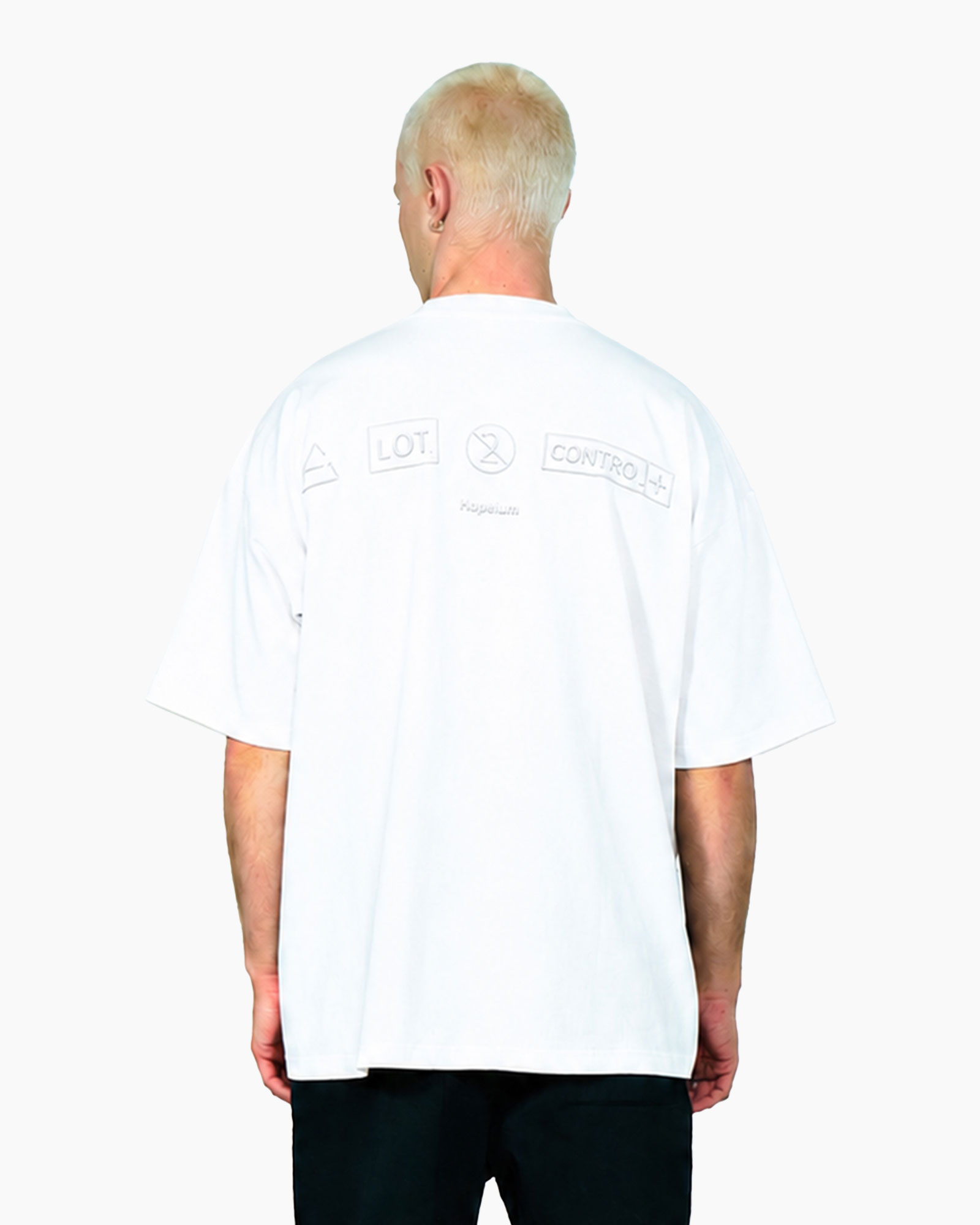 t-shirt, oversized, mouwloos, wit, kraagloze neklijn