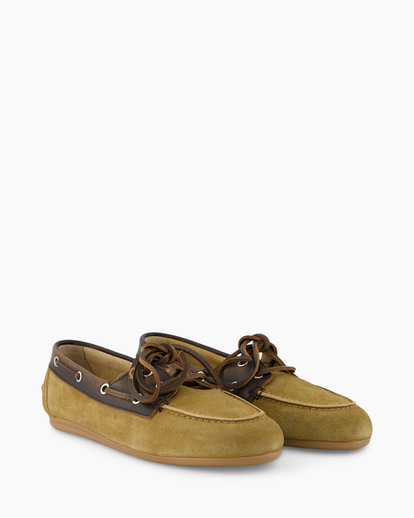 bootsschoen, suede, moccasin, groenbruin, schoen met veters