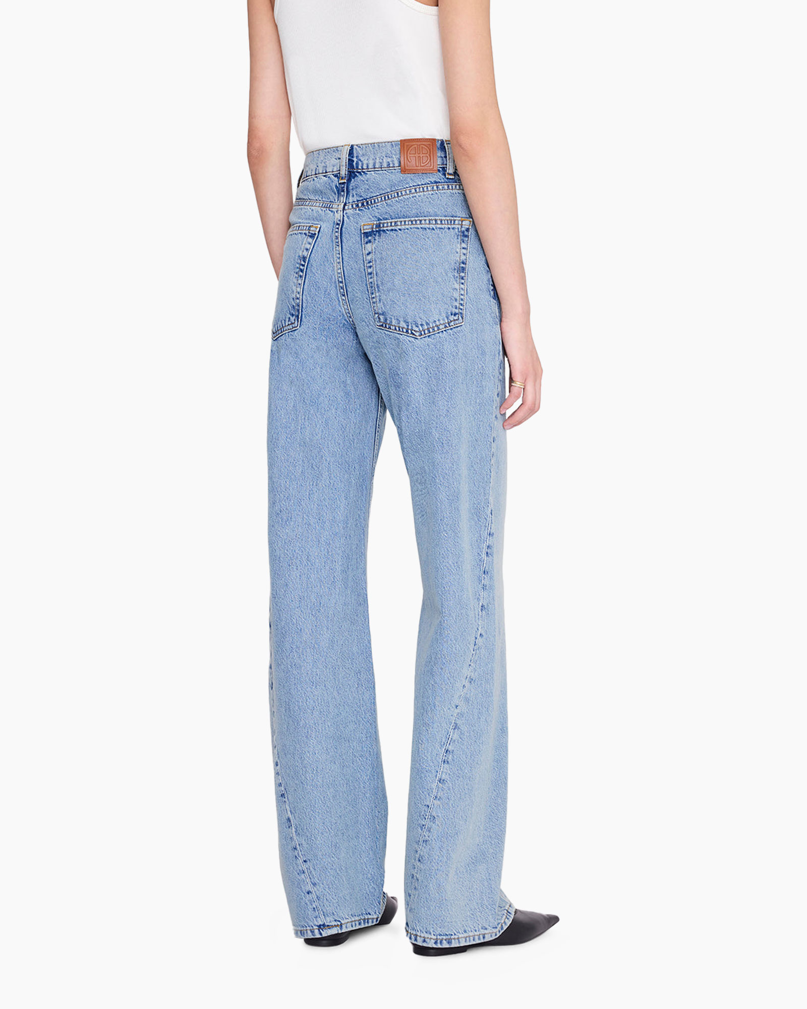 spijkerbroek, blauw, wijd pantalon, denim, broek