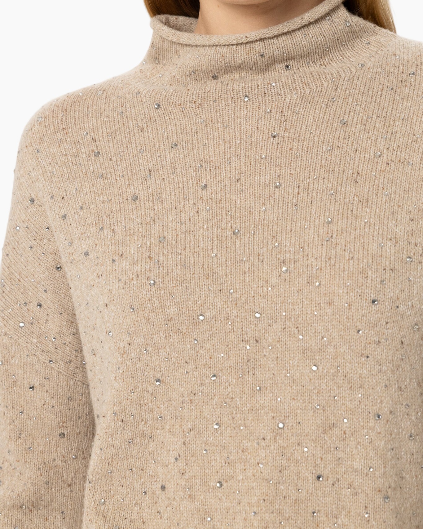 coltrui, beige, breipatroon, pailletten, textuur