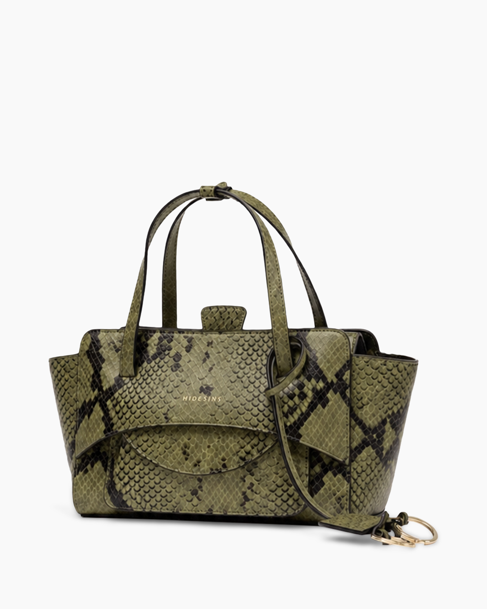 handtas, tas, slangenprint, groen, gestructureerd
