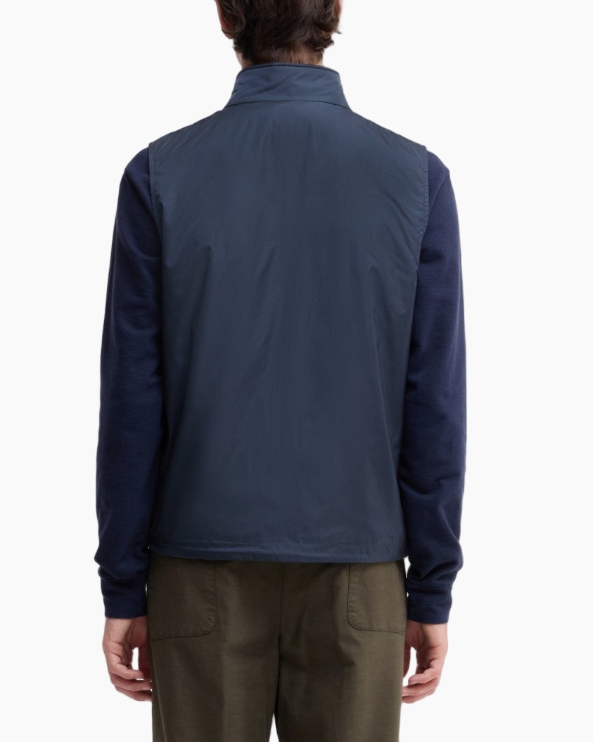 vest, puffer, vest, marineblauw, rits