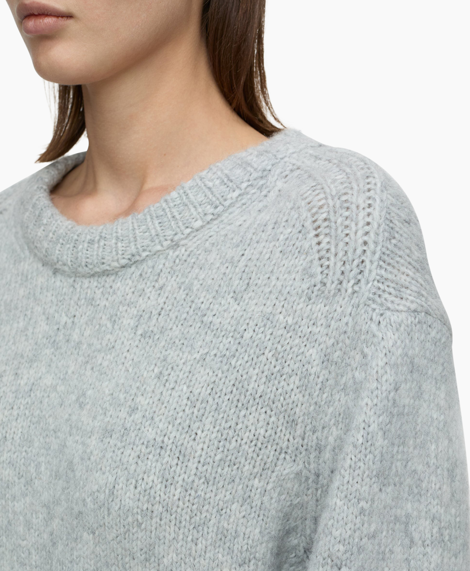 Gebreide Trui Cropped Crew Neck Grijs